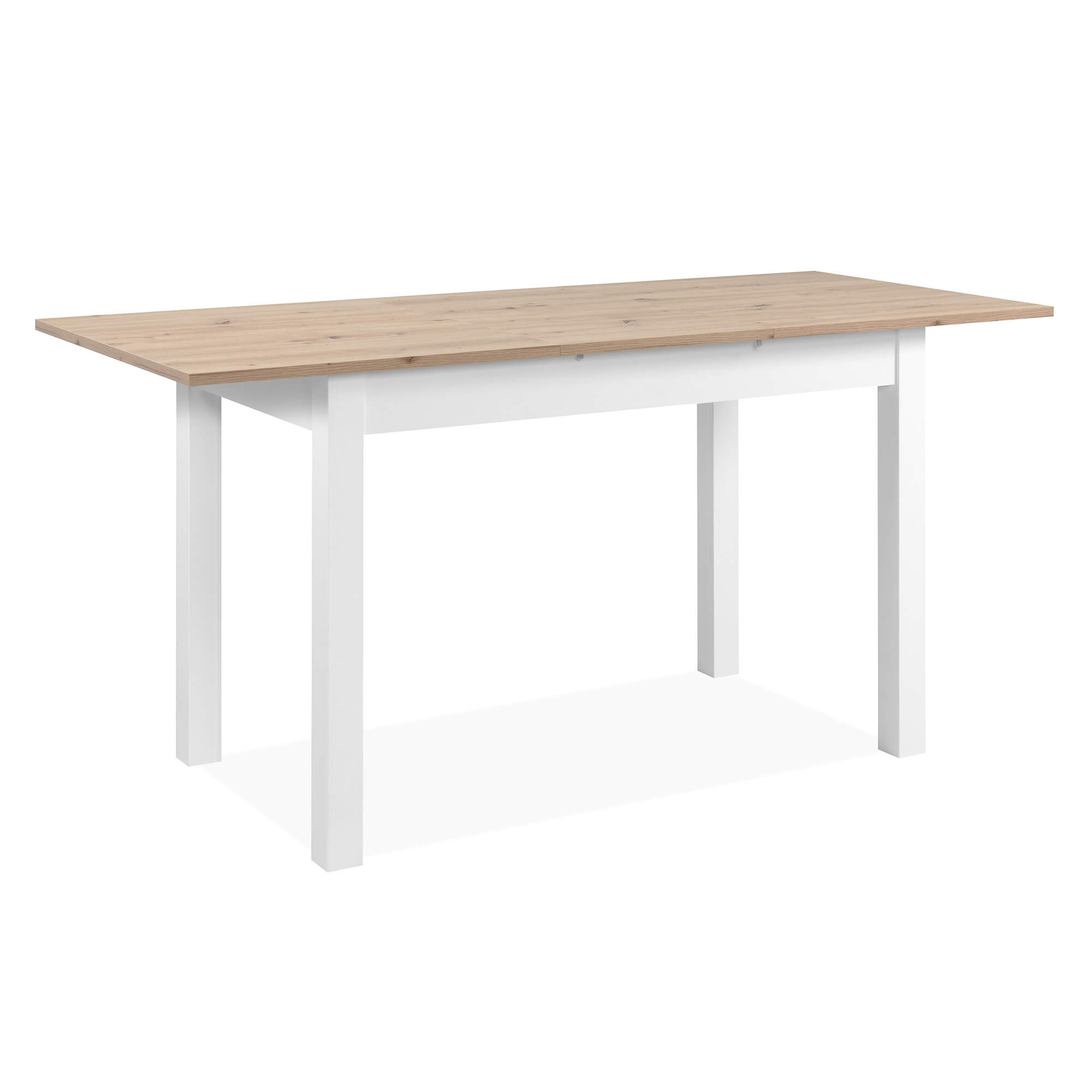 Mesa-extensivel-COBURG-120-a-160-cm---Carvalho-Artesanato-e-Branco