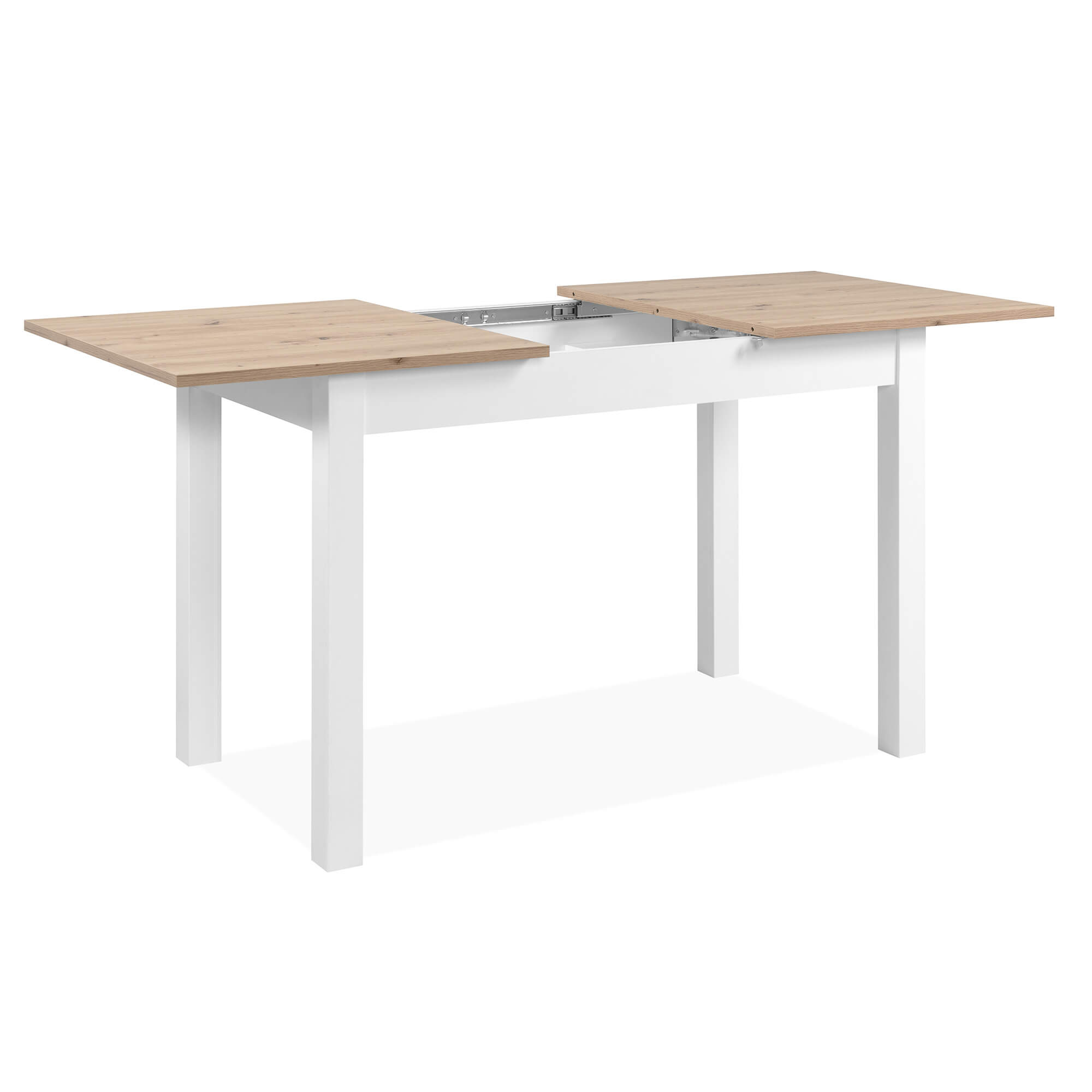 Mesa-extensivel-COBURG-120-a-160-cm---Carvalho-Artesanato-e-Branco