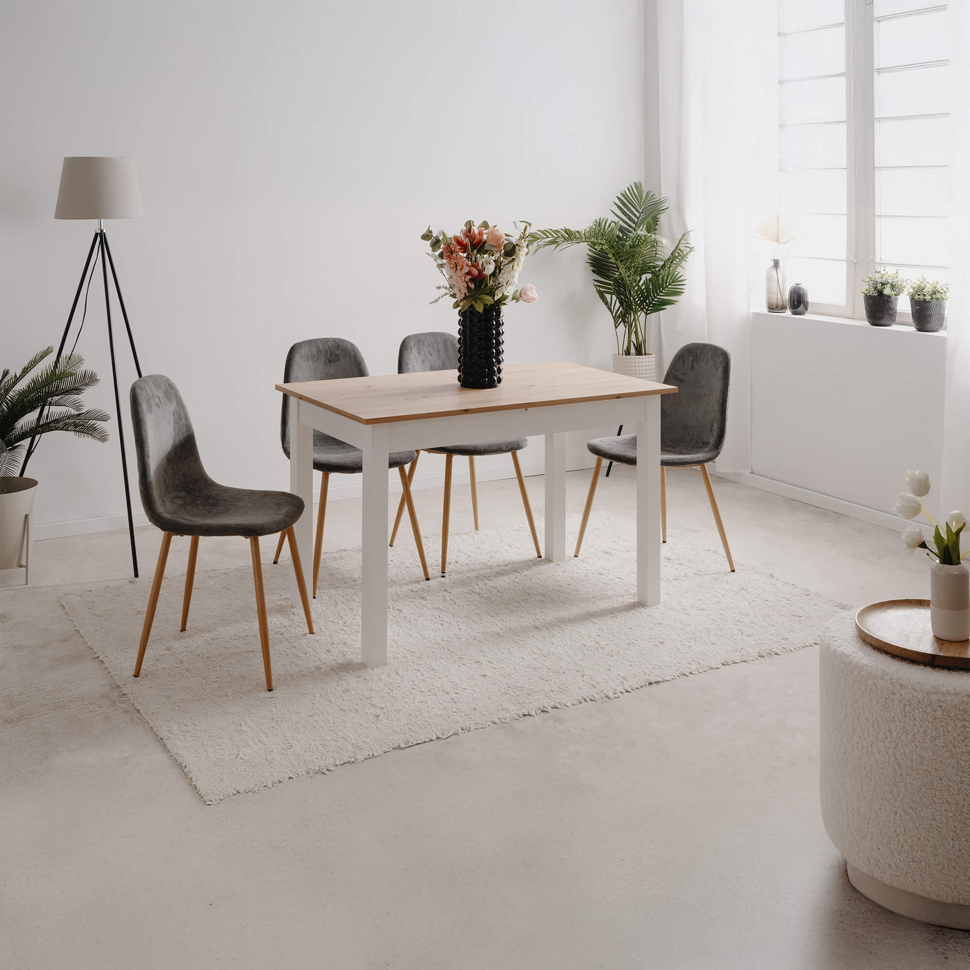 Mesa-extensivel-COBURG-120-a-160-cm---Carvalho-Artesanato-e-Branco