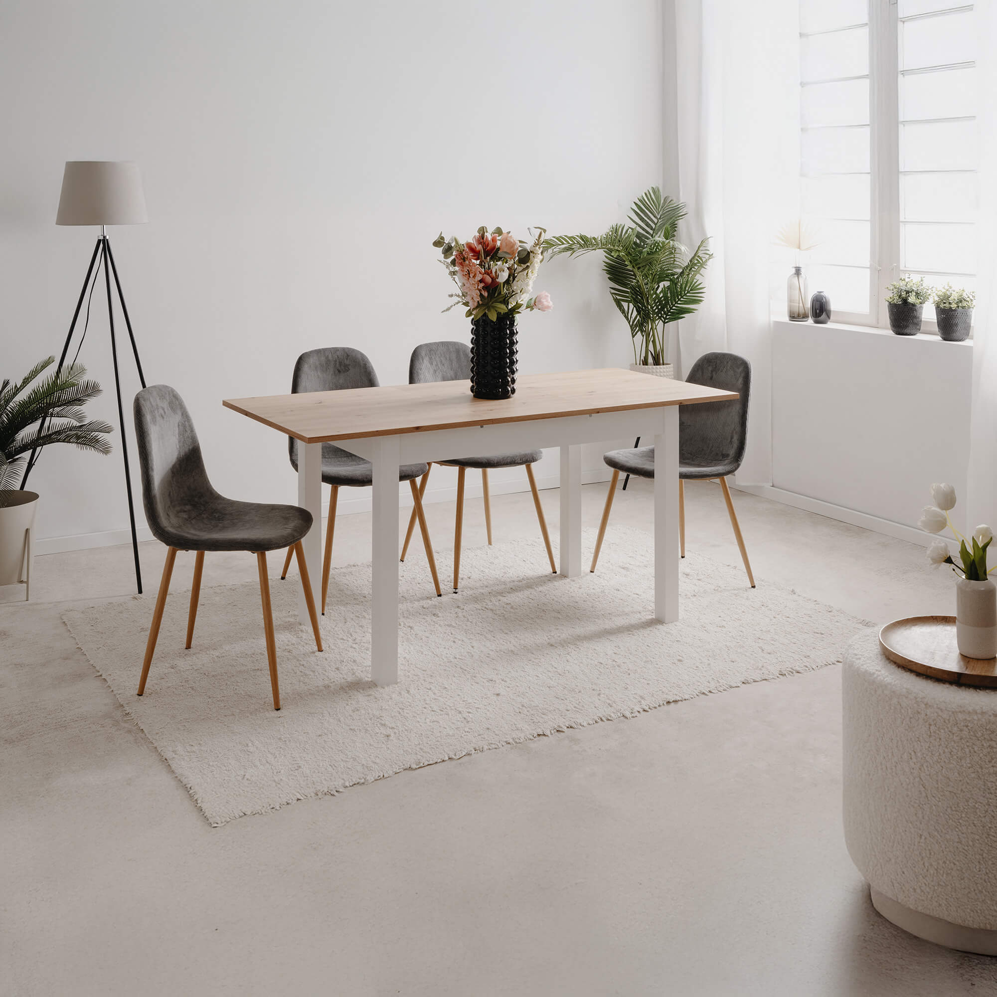 Mesa-extensivel-COBURG-120-a-160-cm---Carvalho-Artesanato-e-Branco