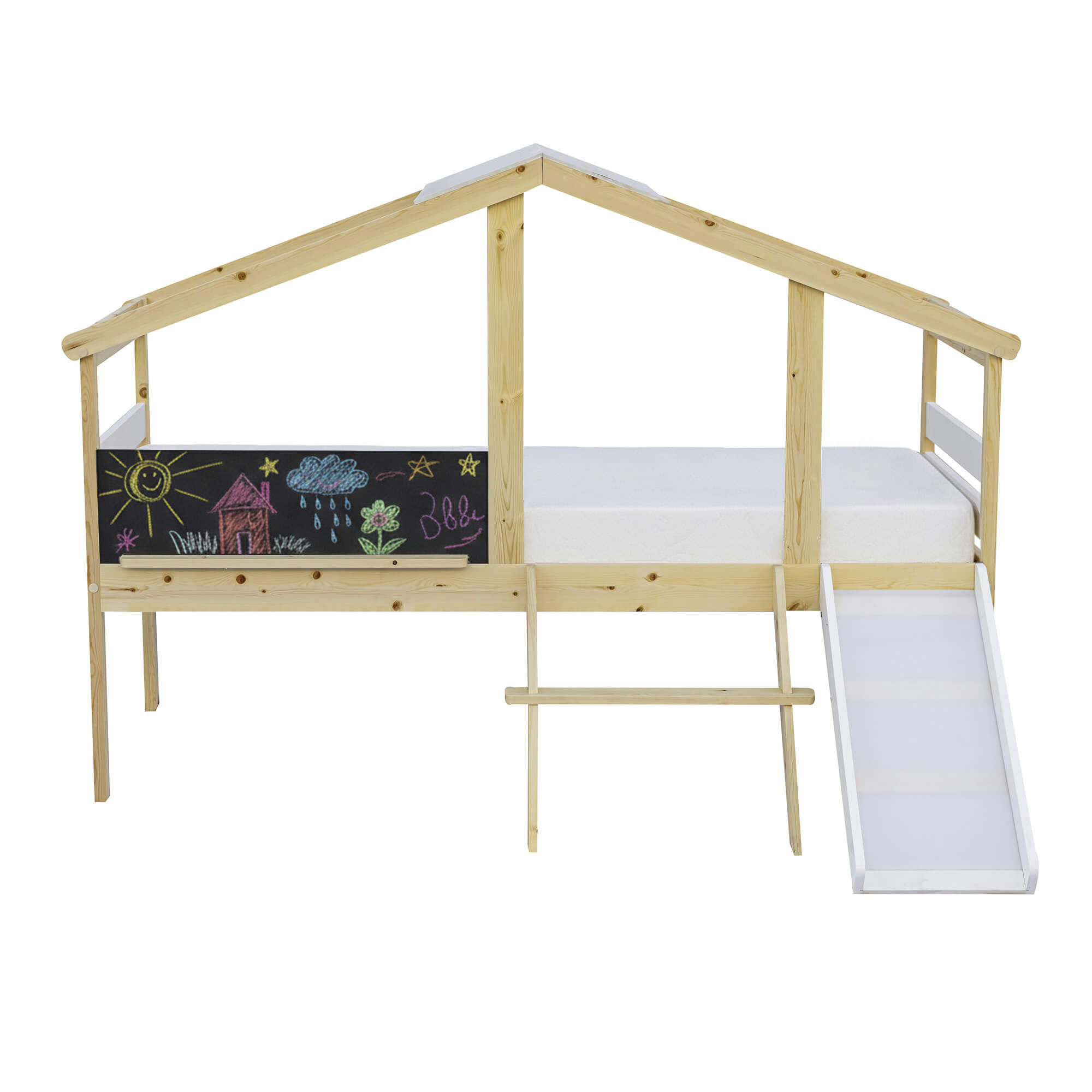 Cama-alta-SLIDER-com-escorrega-e-quadro-de-lousa-90-x-200-cm---Carvalho-Natura-e-Branco