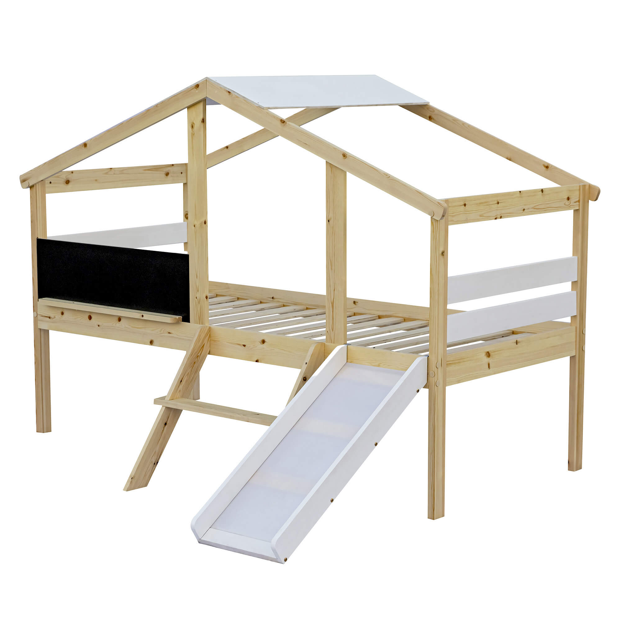 Cama-alta-SLIDER-com-escorrega-e-quadro-de-lousa-90-x-200-cm---Carvalho-Natura-e-Branco