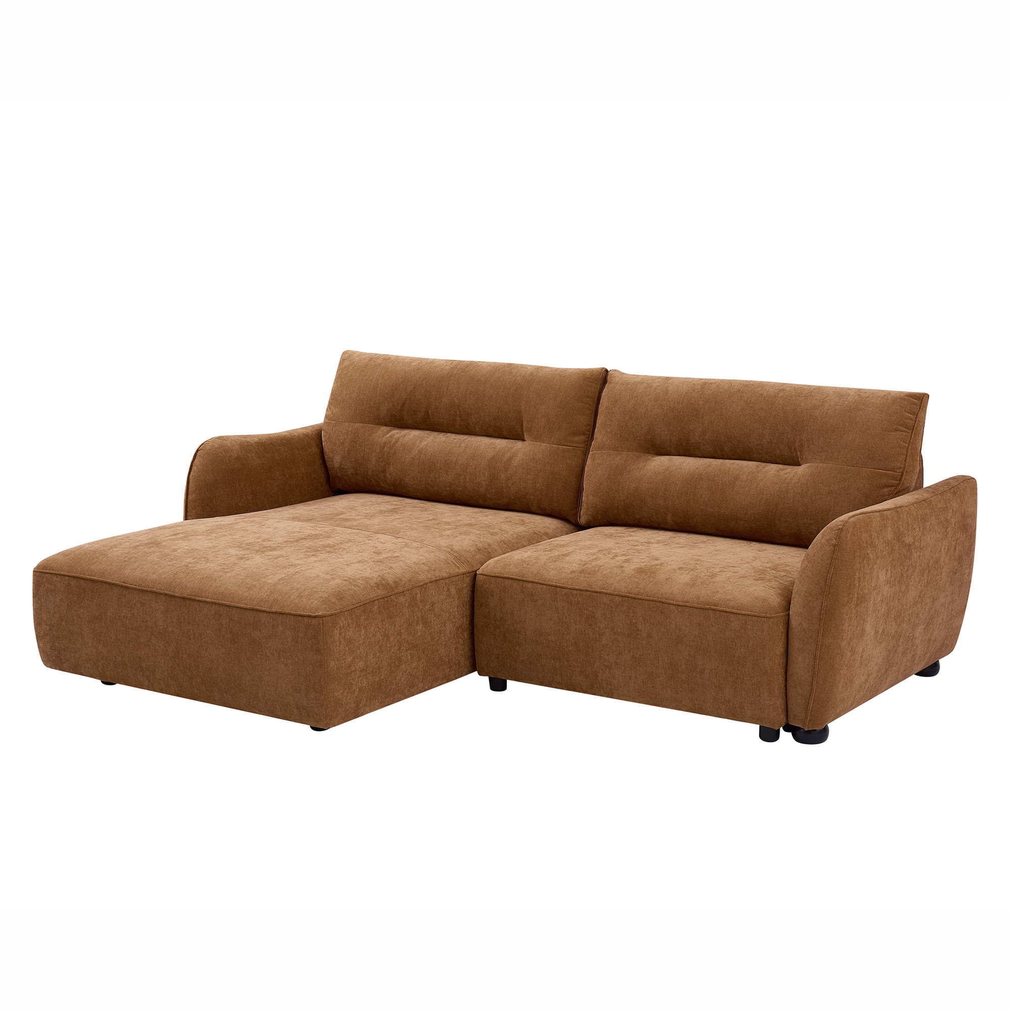 Sofa-chaise-longue-MELORIE-com-cama-e-bau-Laranja-escuro---Esquerda