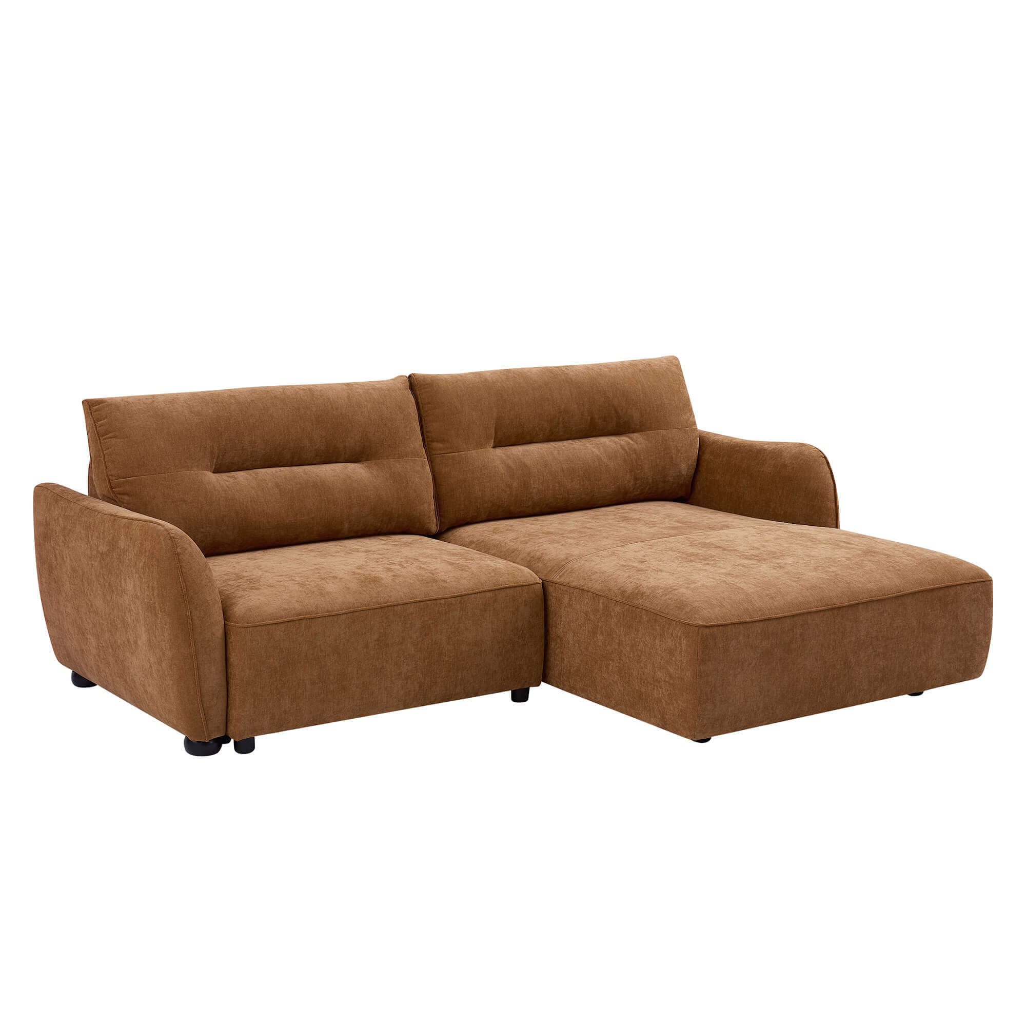 Sofa-chaise-longue-MELORIE-com-cama-e-bau-Laranja-escuro---Direita