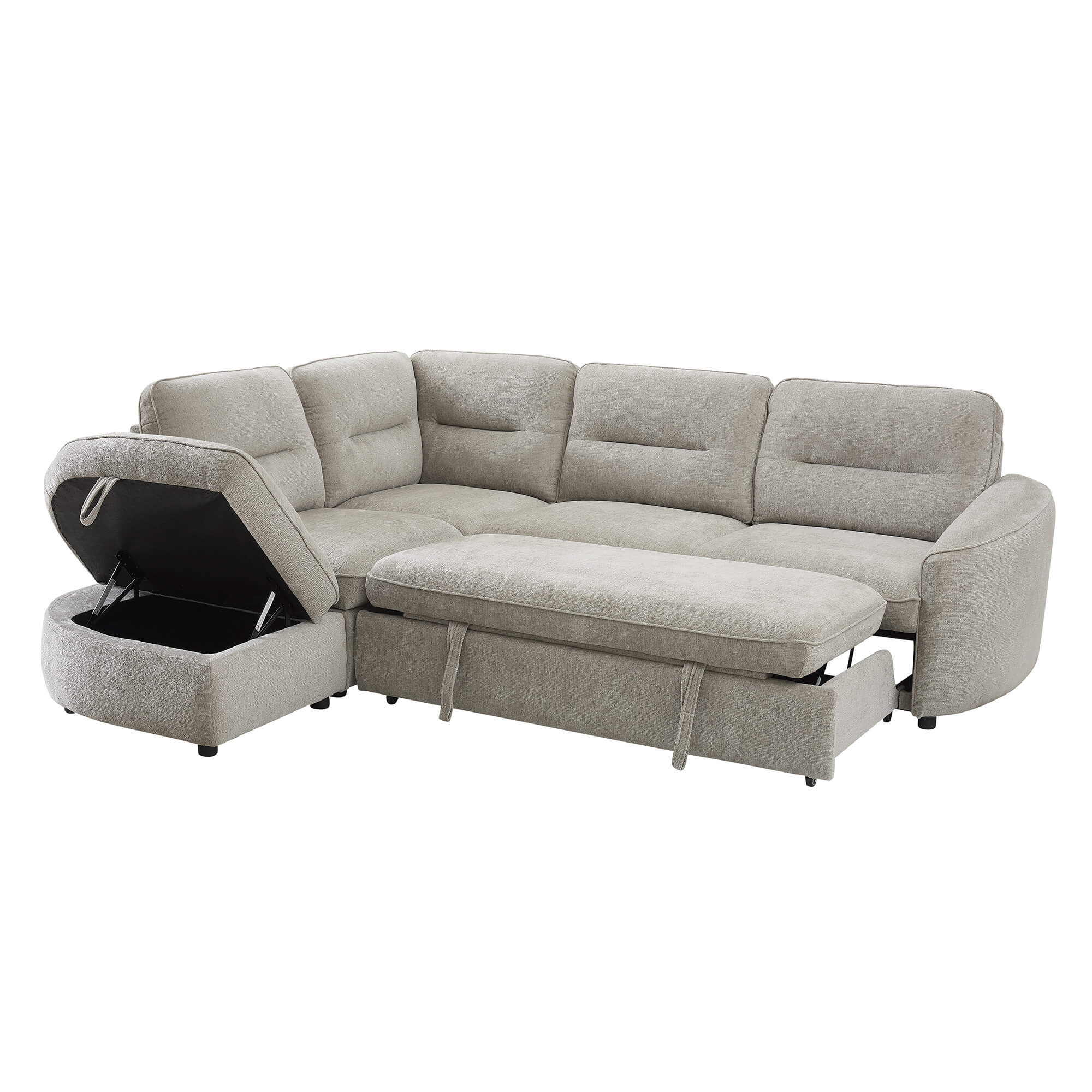 Sofa-de-canto-VIANA-com-cama-e-bau-Bege-Champanhe---Esquerda