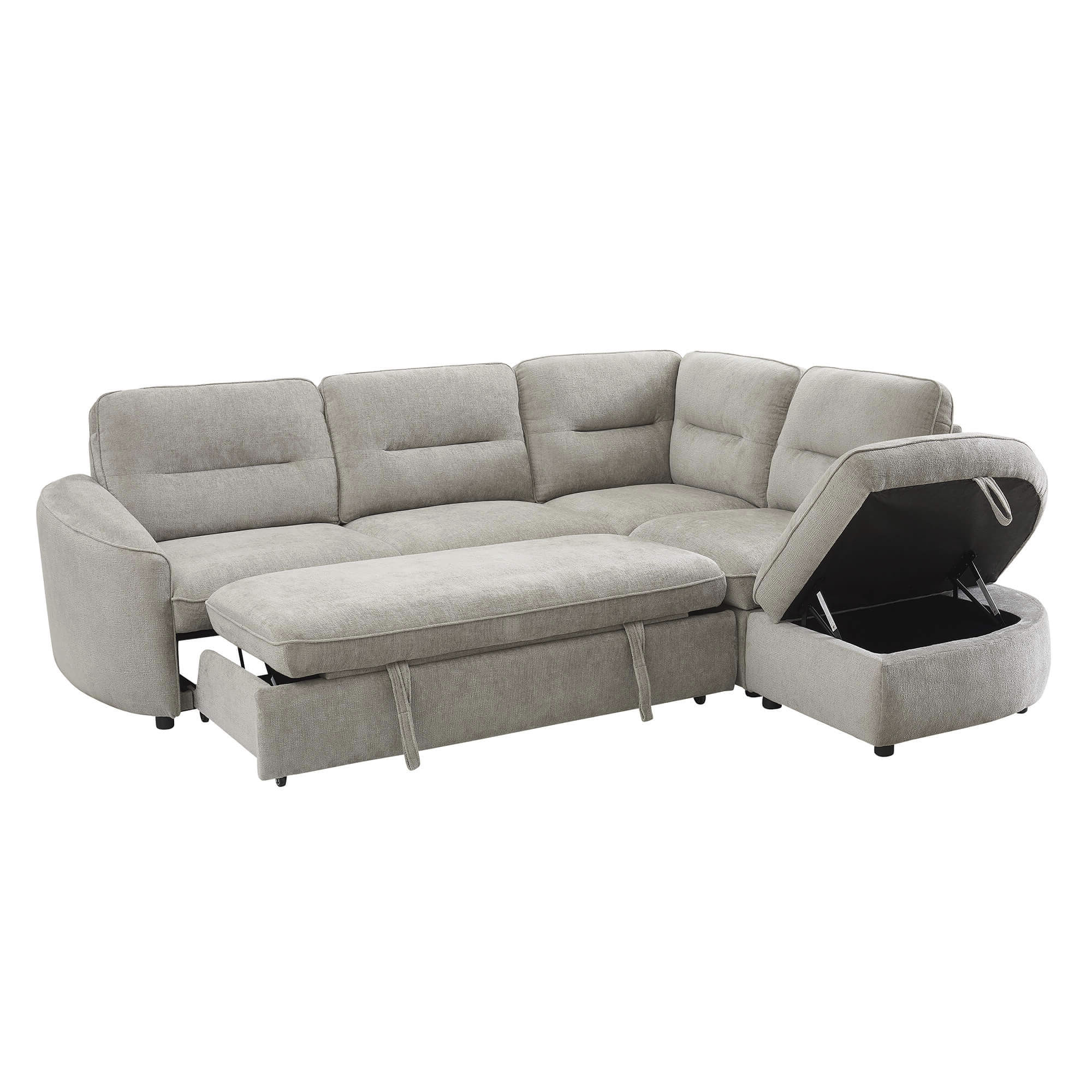Sofa-de-canto-VIANA-com-cama-e-bau-Bege-Champanhe---Direita