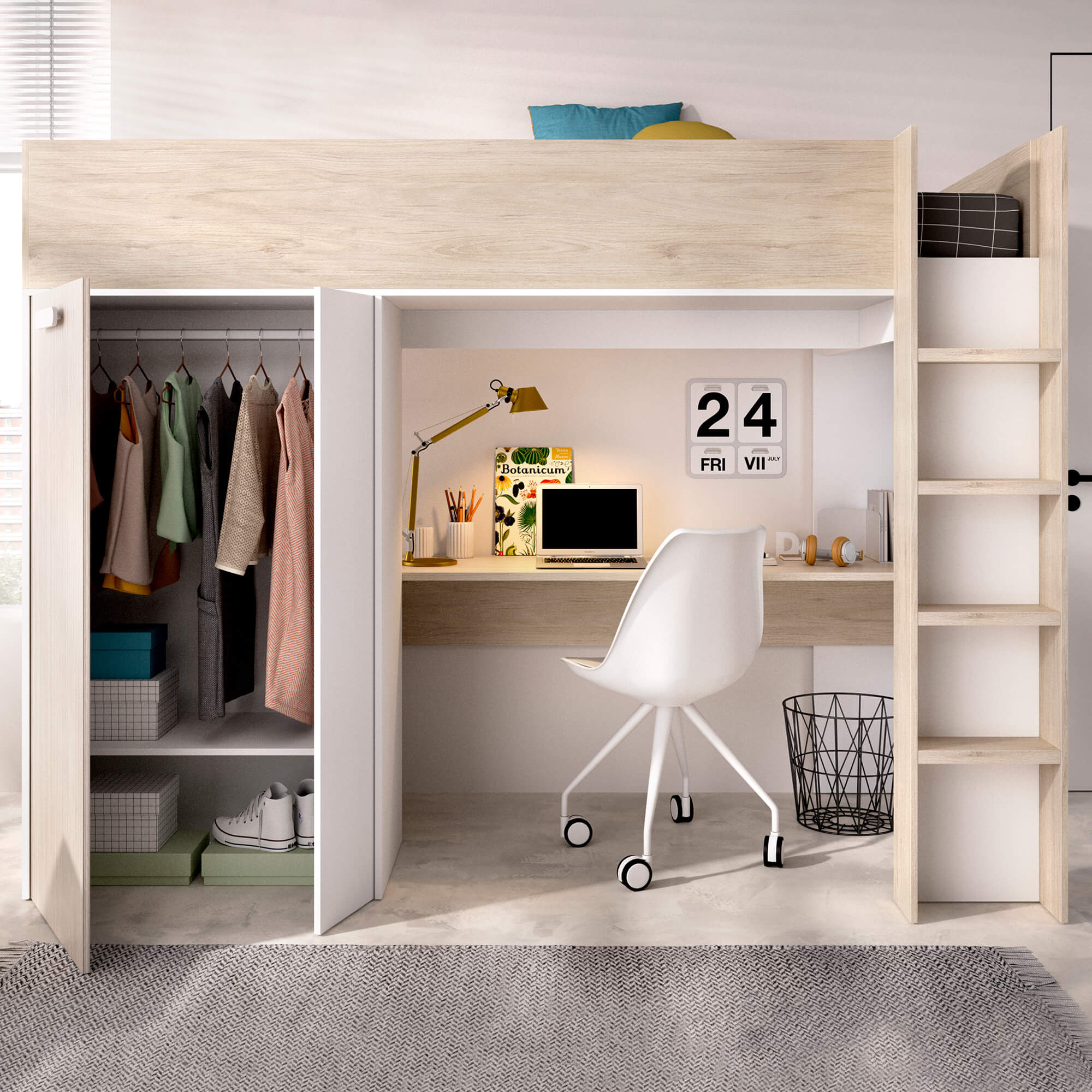 Pack-cama-alta-GASPAR---colchao-SPRING-ROLLER