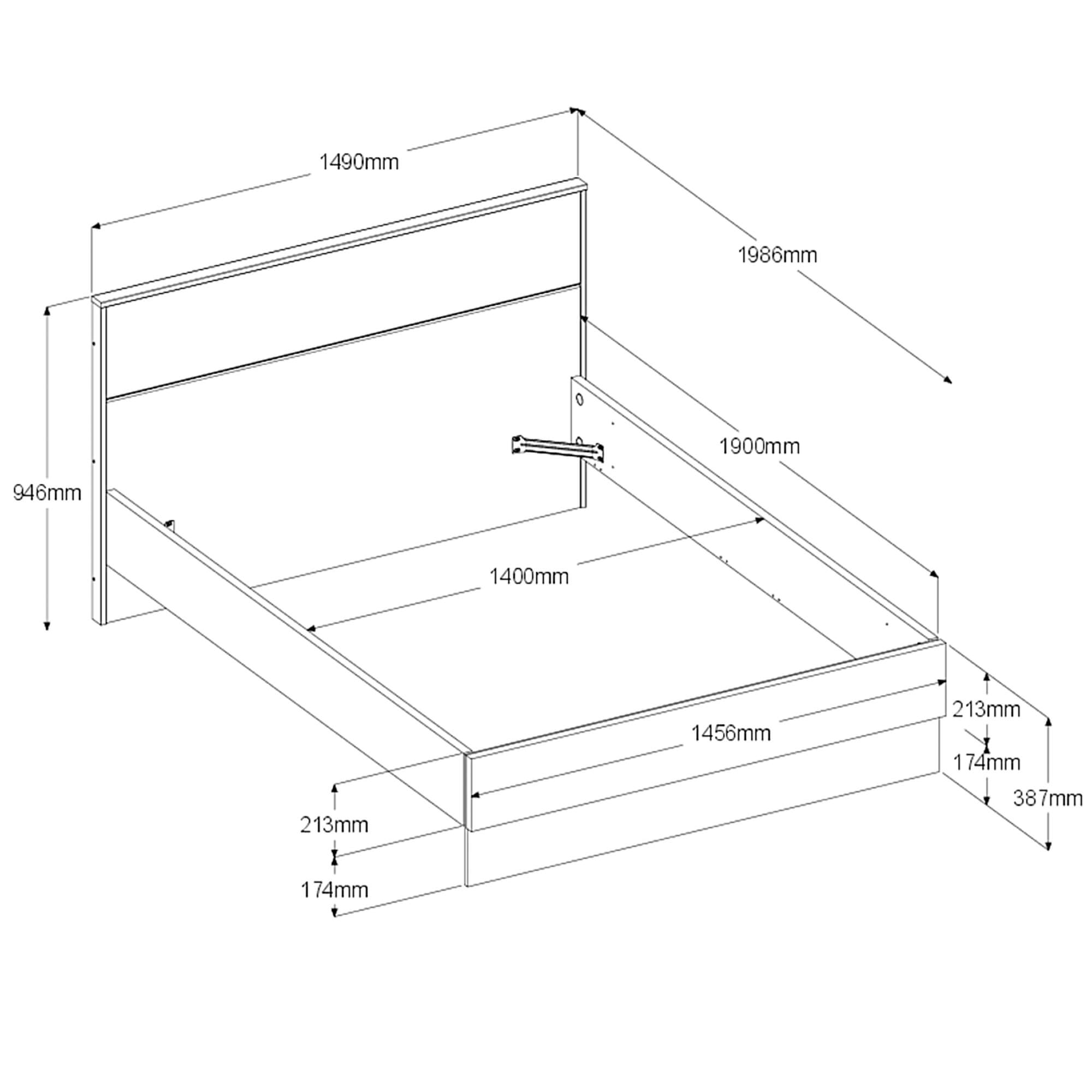Cama-de-casal-MONTREAL-140x190cm---Carvalho-Rustico-e-Preto