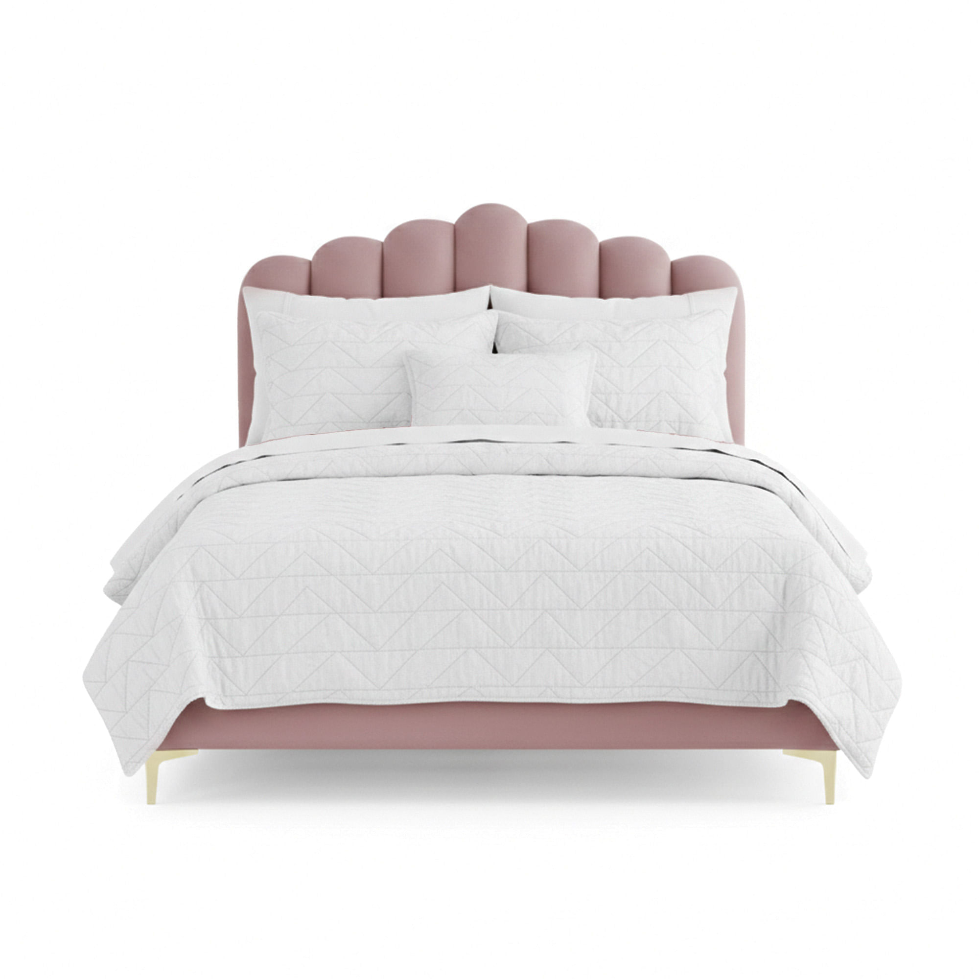 Cama-de-casal-CAMILLA-140-x-190-cm---Rosa--Veludo-