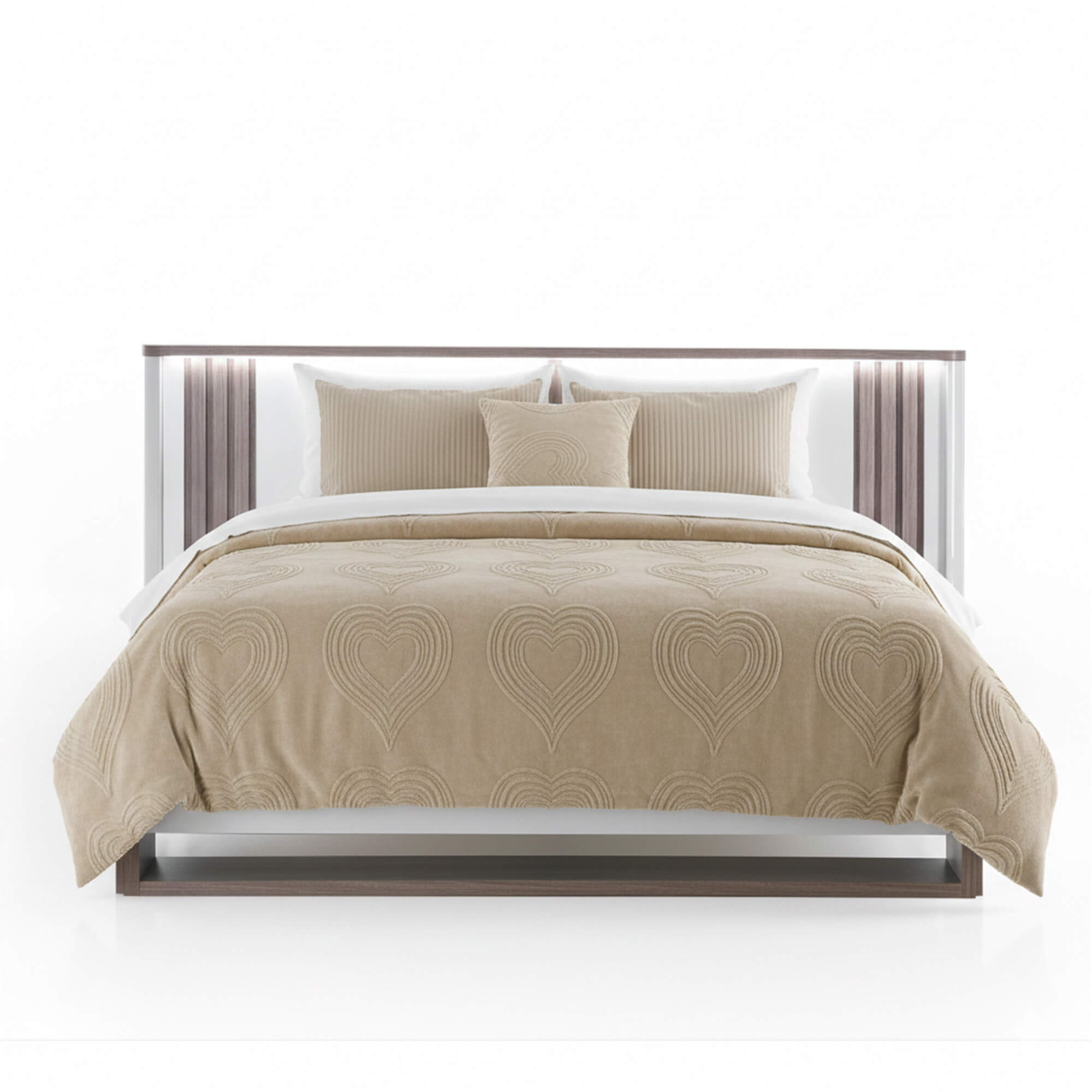 Cama-de-casal-PESARO-com-LED-160-x-200-cm---Cinzento-Brilho-e-Carvalho-Cinza