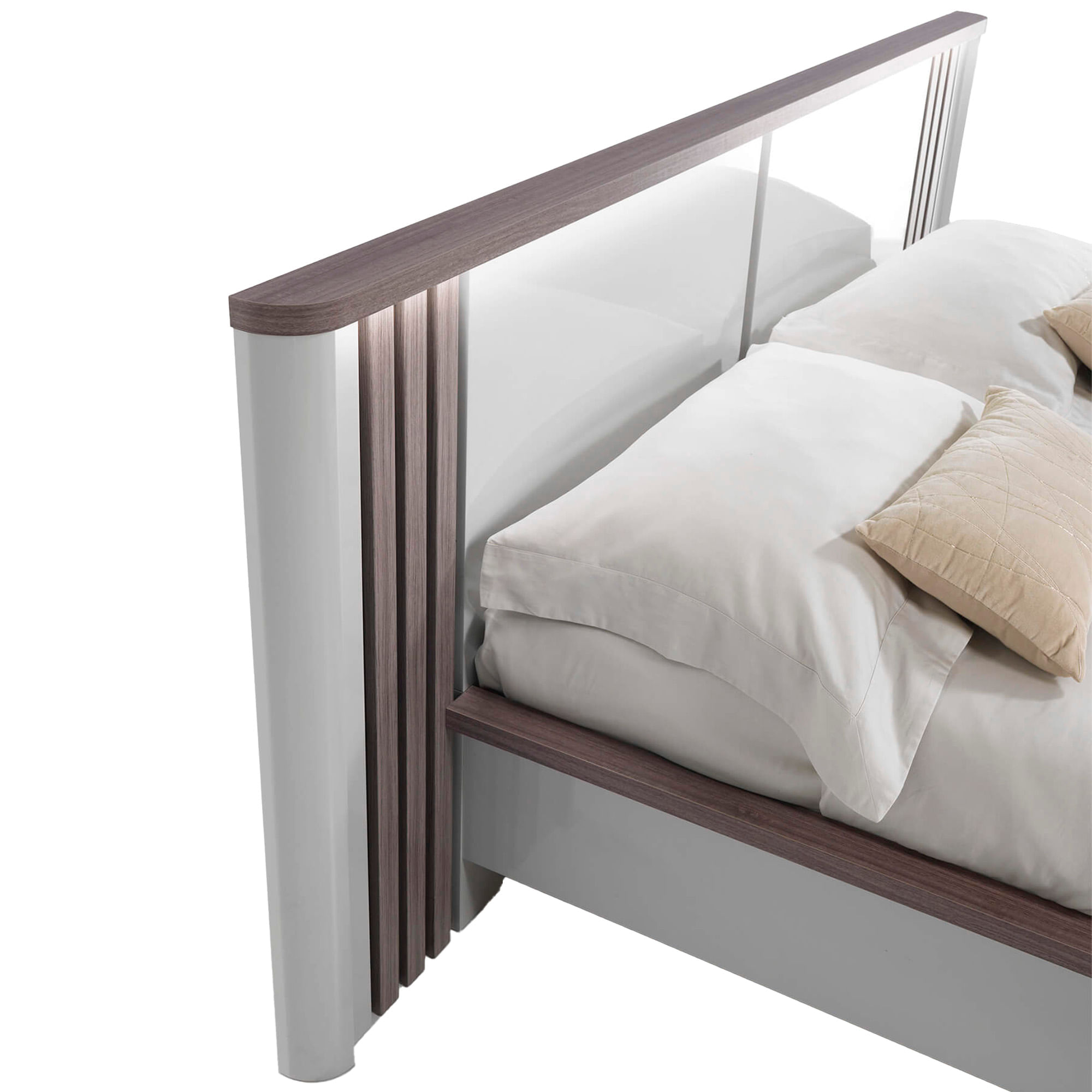 Cama-de-casal-PESARO-com-LED-160-x-200-cm---Cinzento-Brilho-e-Carvalho-Cinza