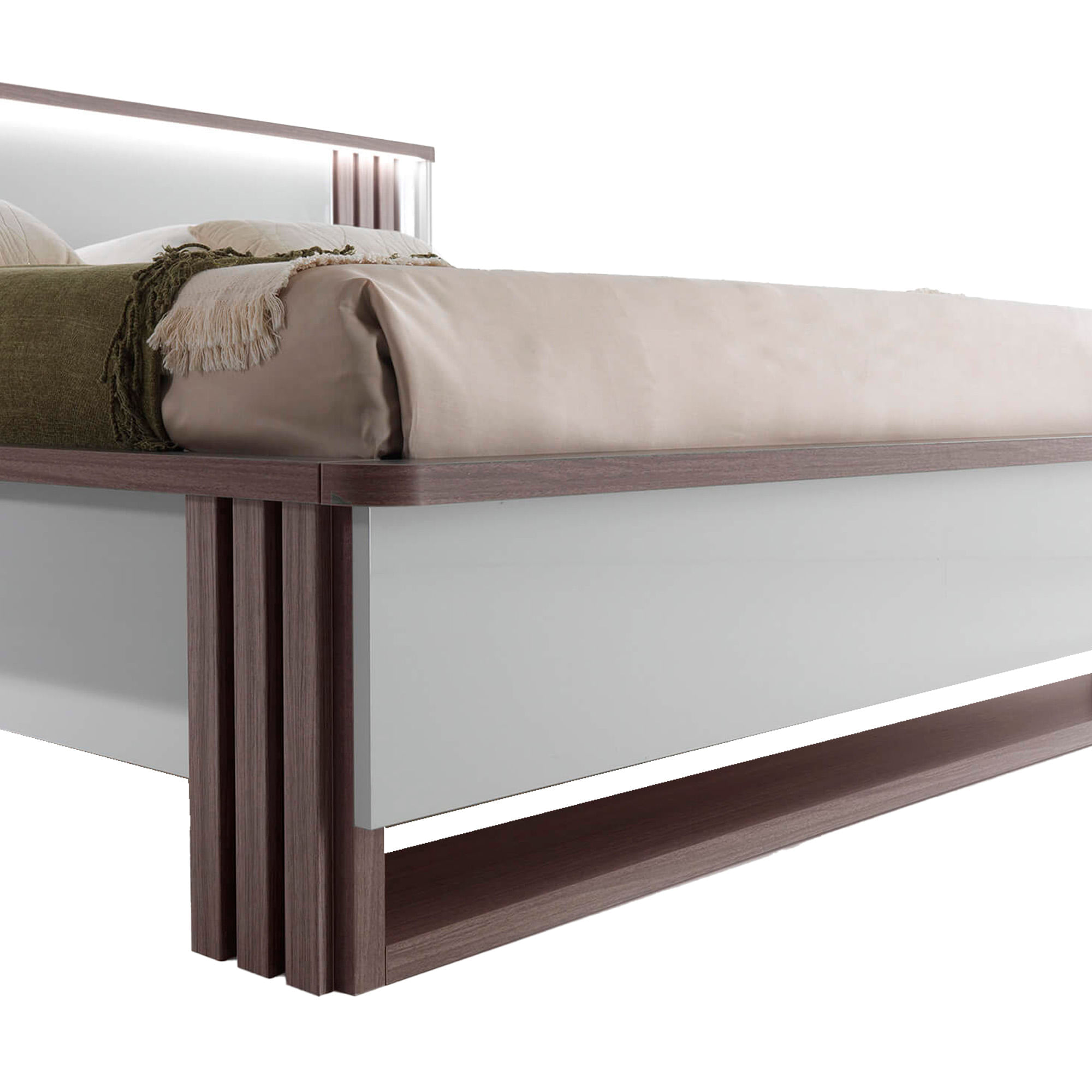 Cama-de-casal-PESARO-com-LED-160-x-200-cm---Cinzento-Brilho-e-Carvalho-Cinza