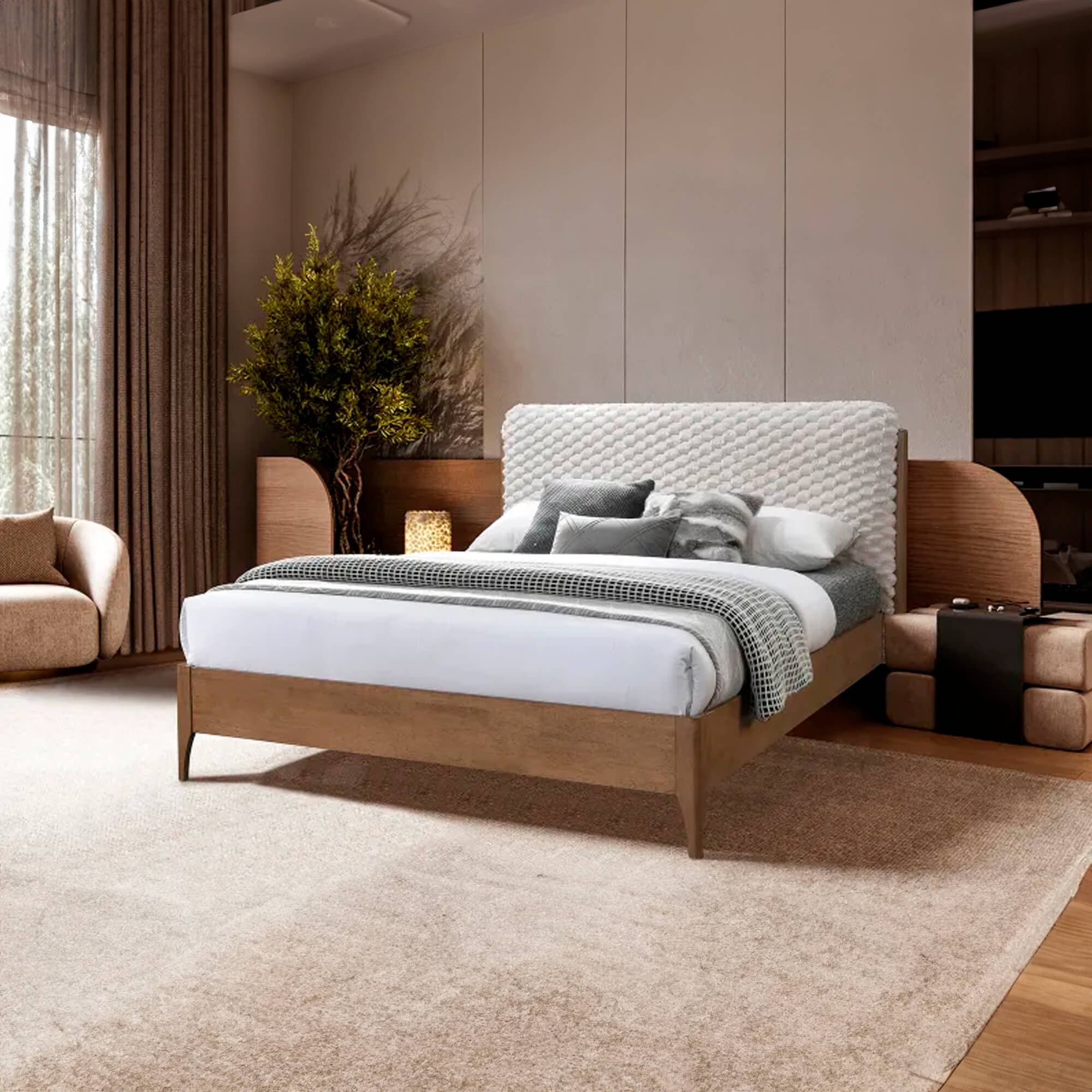 Cama-de-casal-NELIA-160-x-200-cm---Bege-e-Castanho