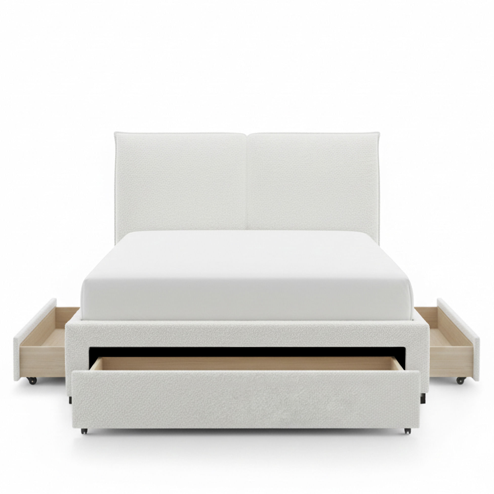Cama-de-casal-CONCORDE-com-gavetas-160-x-200-cm---Bege-Claro