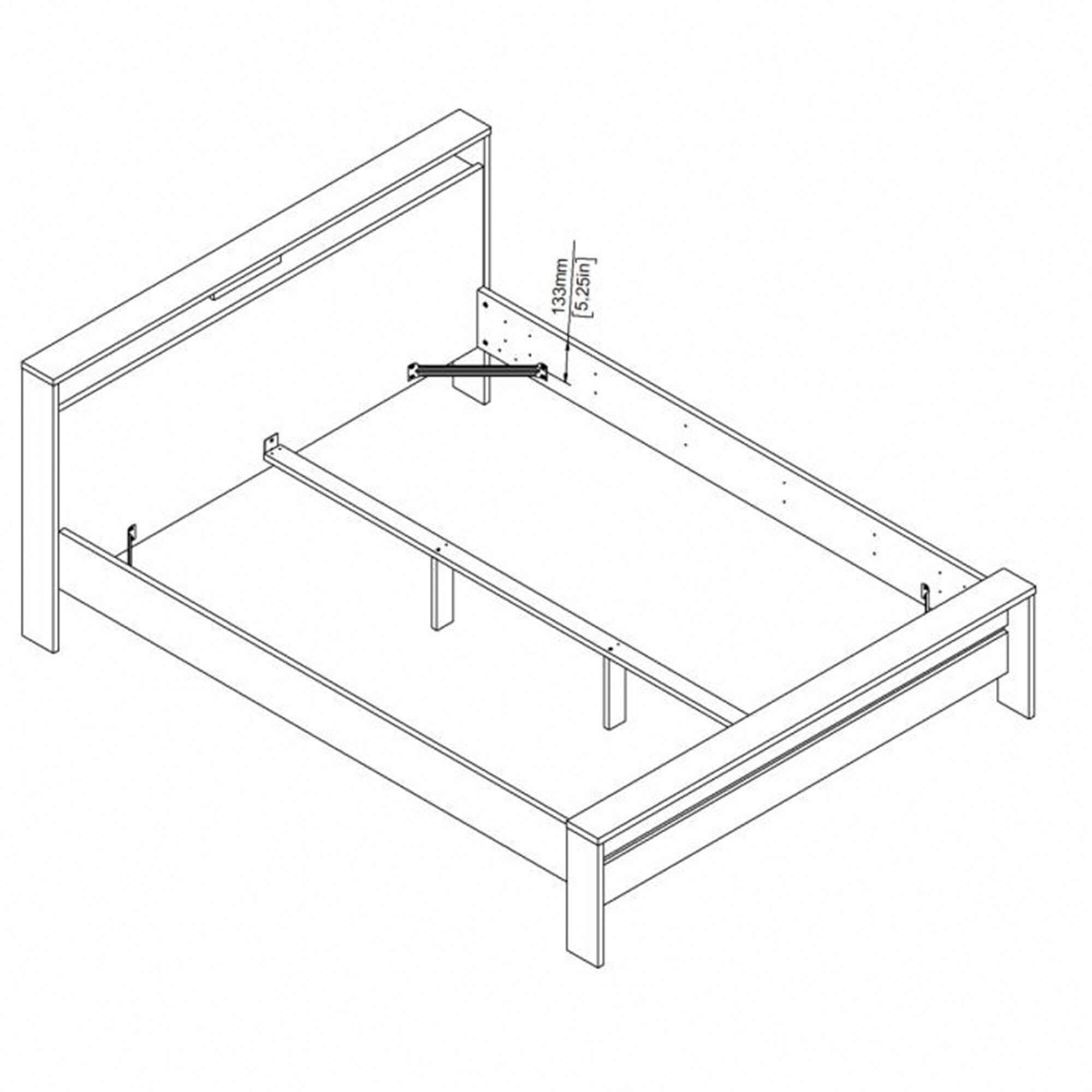 Cama-de-casal-NEXT-160-x-200-cm---Carvalho-e-Branco-Brilho