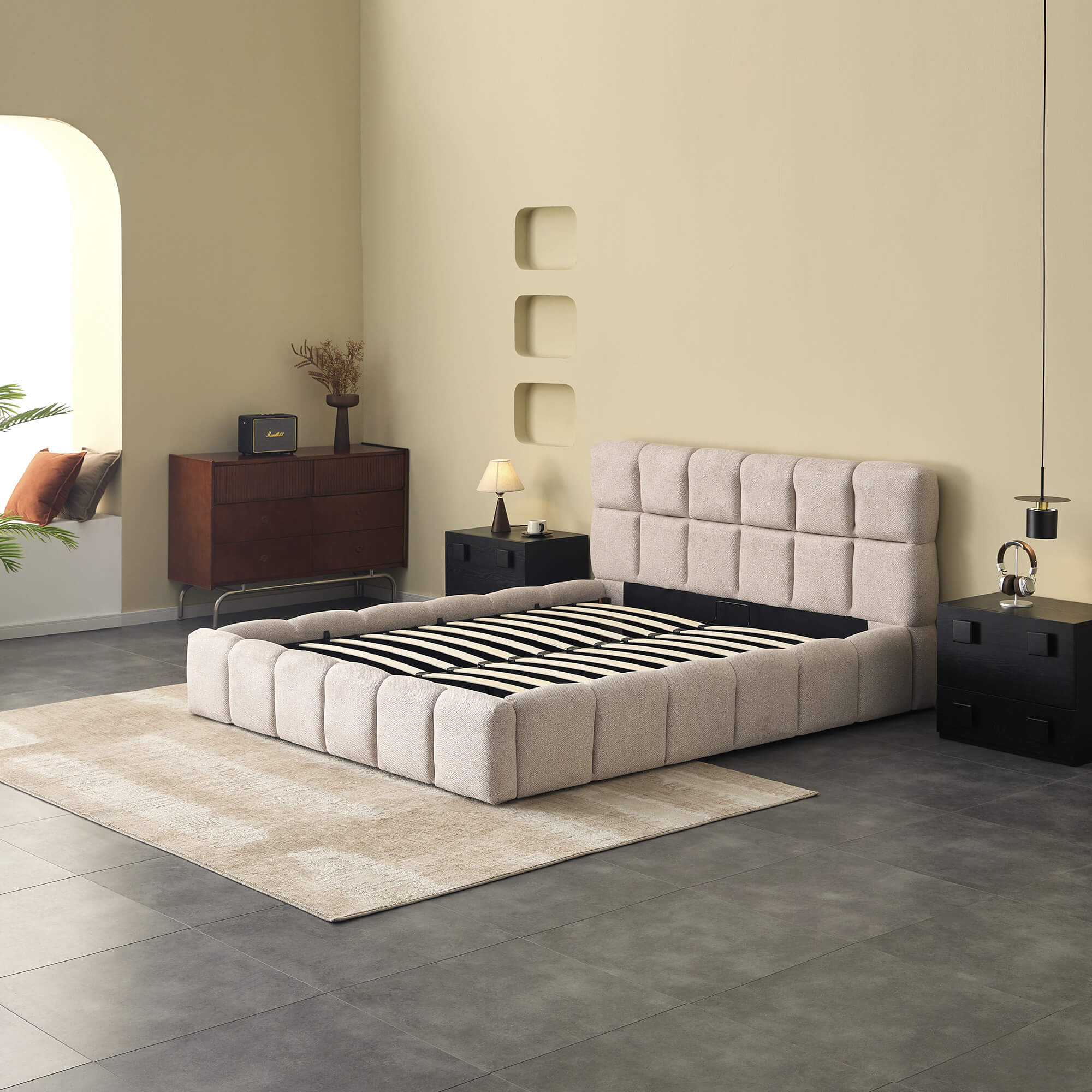 Cama-de-casal-elevatoria-MANCHESTER-160-x-200-cm---Bege