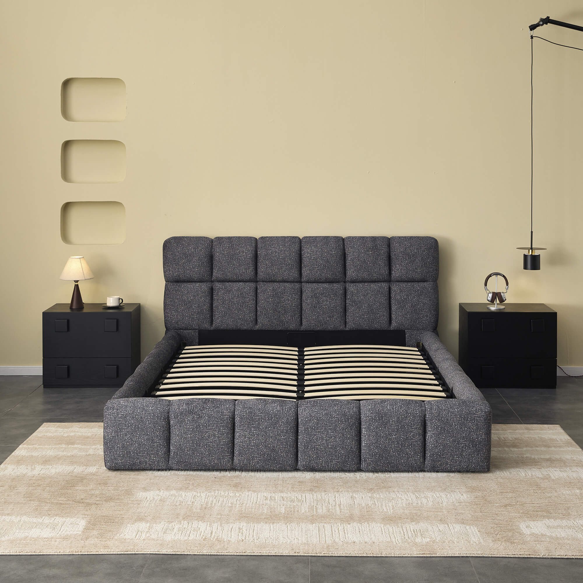 Cama-de-casal-elevatoria-MANCHESTER-160-x-200-cm---Cinzento-Escuro