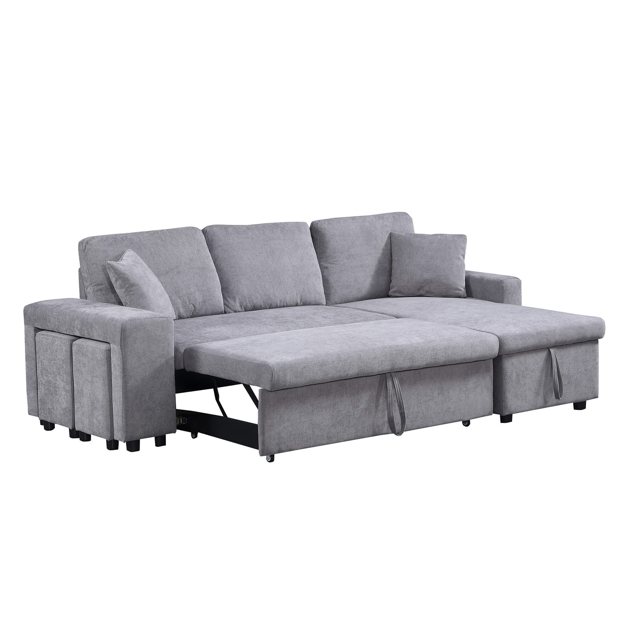 Sofa-chaise-lounge-reversivel-TOPAZIO-com-cama-bau-e-puffs-Cinzento---Reversivel