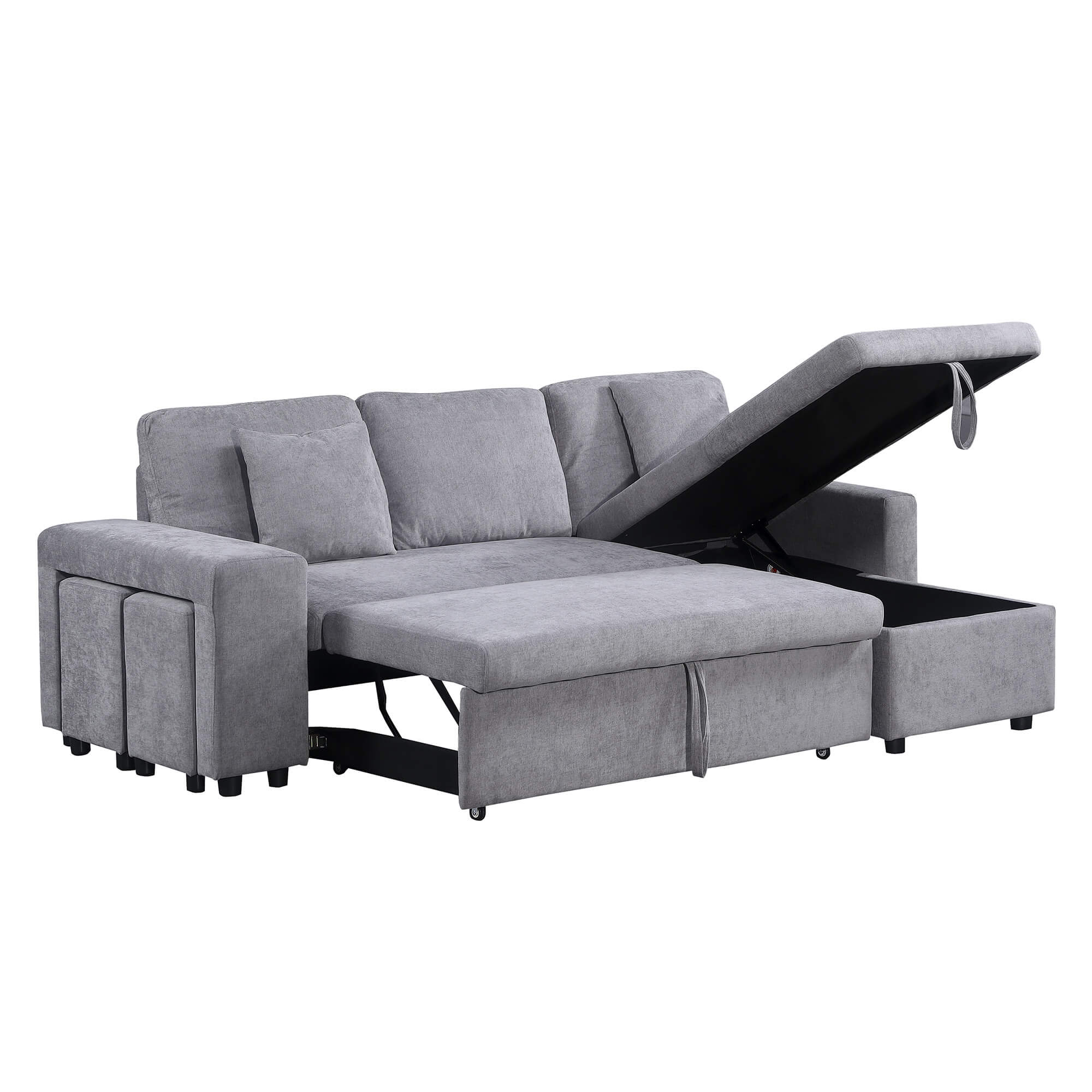 Sofa-chaise-lounge-reversivel-TOPAZIO-com-cama-bau-e-puffs-Cinzento---Reversivel