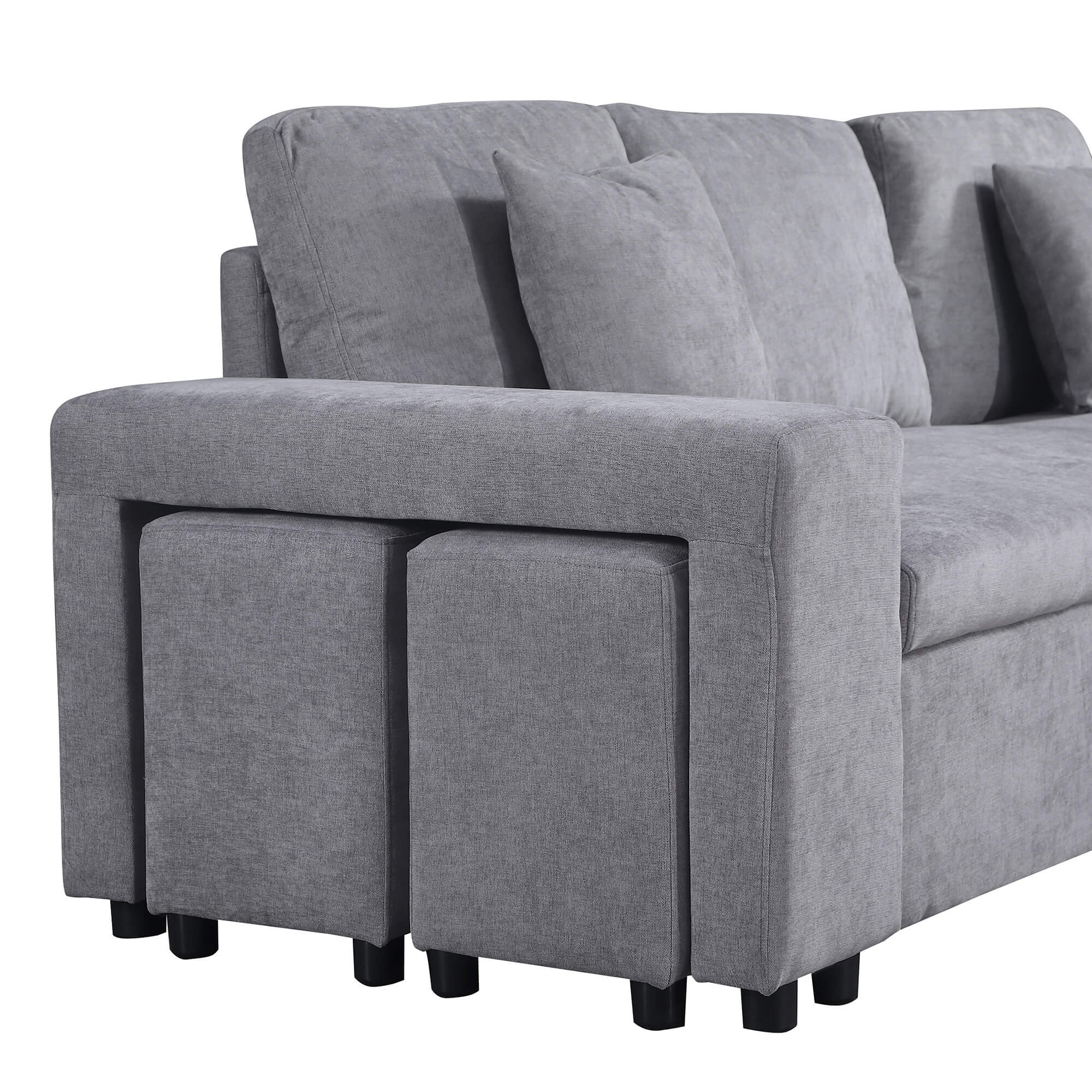 Sofa-chaise-lounge-reversivel-TOPAZIO-com-cama-bau-e-puffs-Cinzento---Reversivel