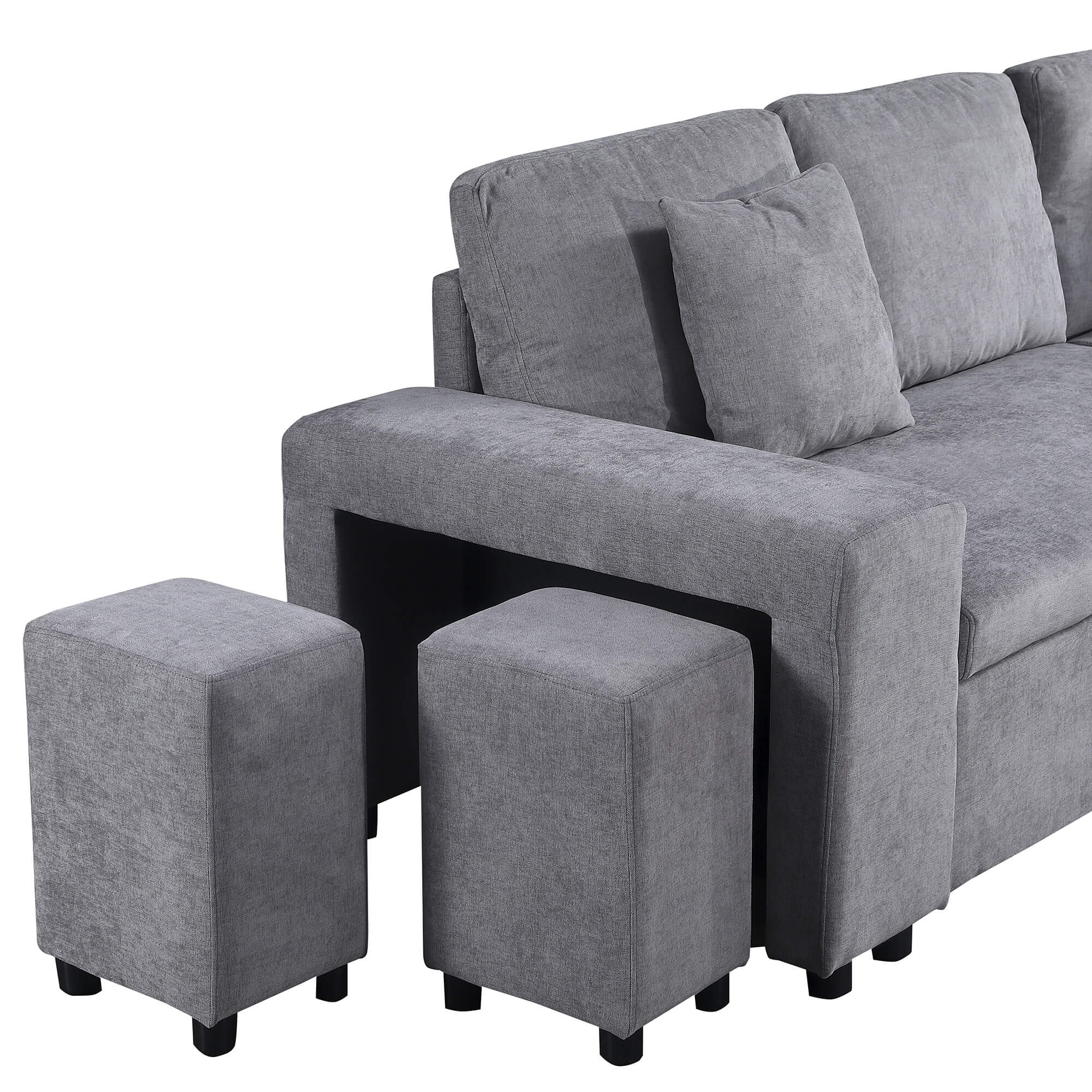 Sofa-chaise-lounge-reversivel-TOPAZIO-com-cama-bau-e-puffs-Cinzento---Reversivel