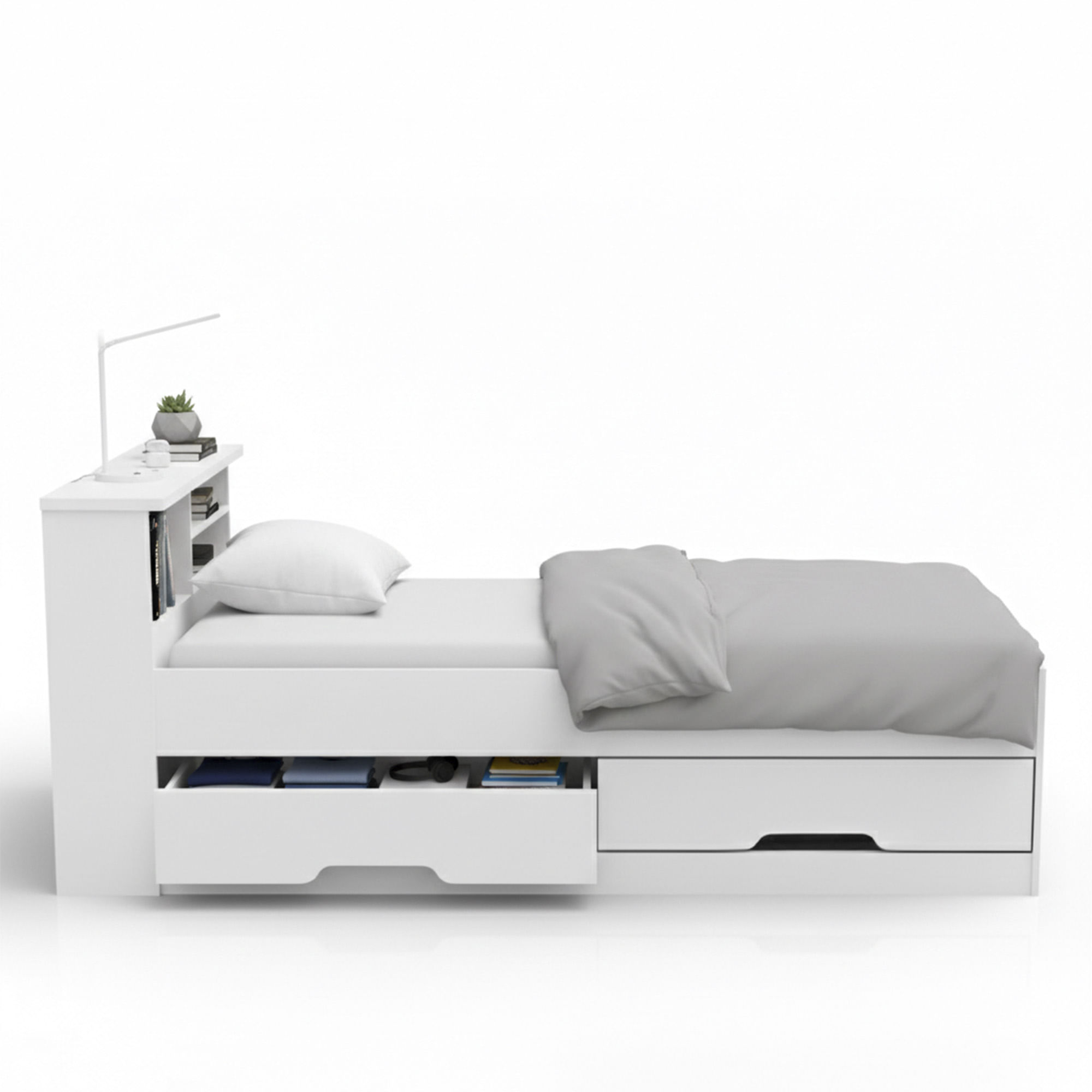 Cama-de-solteiro-JOLIE-com-gavetas-90-x-190-cm---Branco