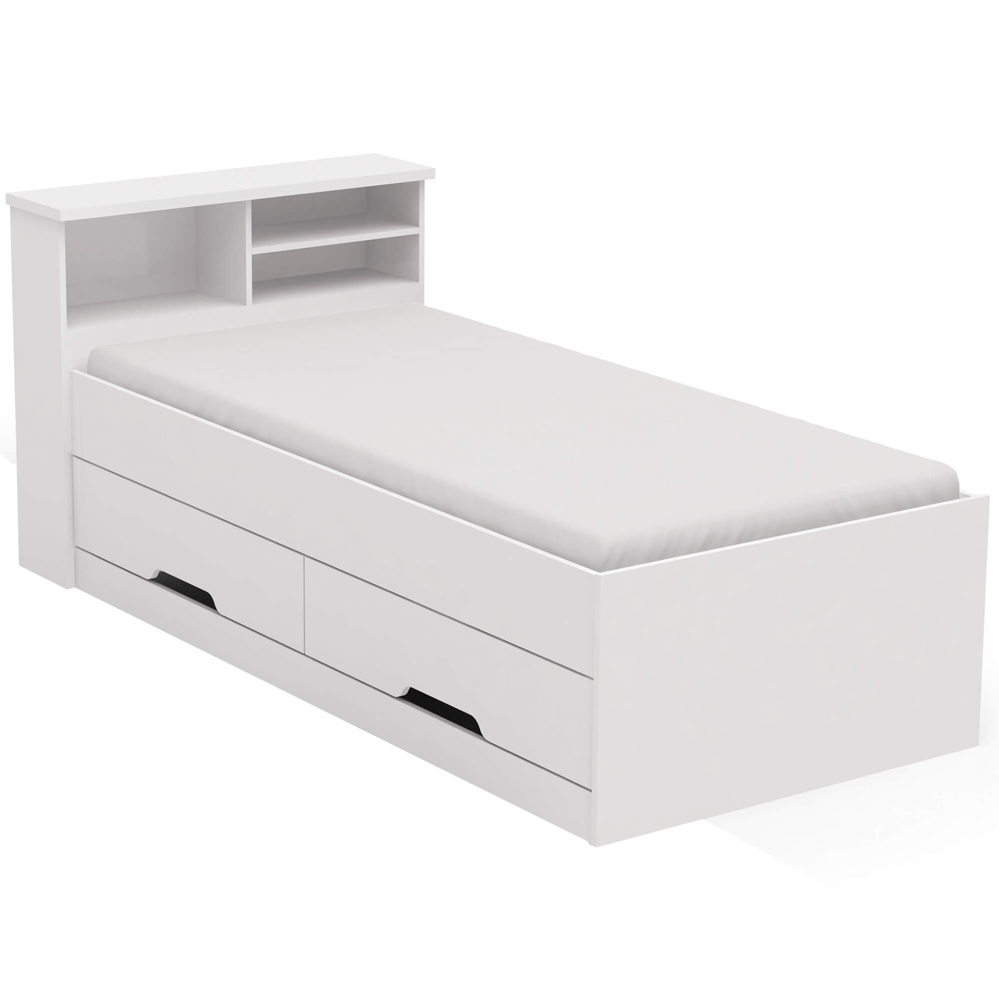 Cama-de-solteiro-JOLIE-com-gavetas-90-x-190-cm---Branco
