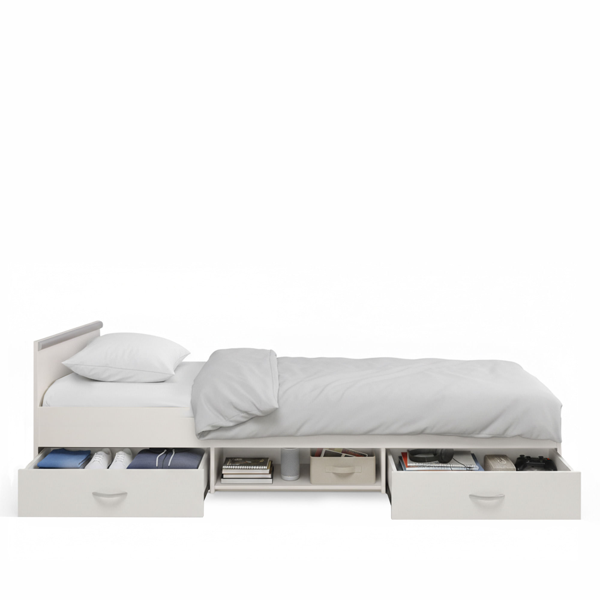 Cama-de-solteiro-ROMEO-com-gavetas-90-x-200-cm---Branco