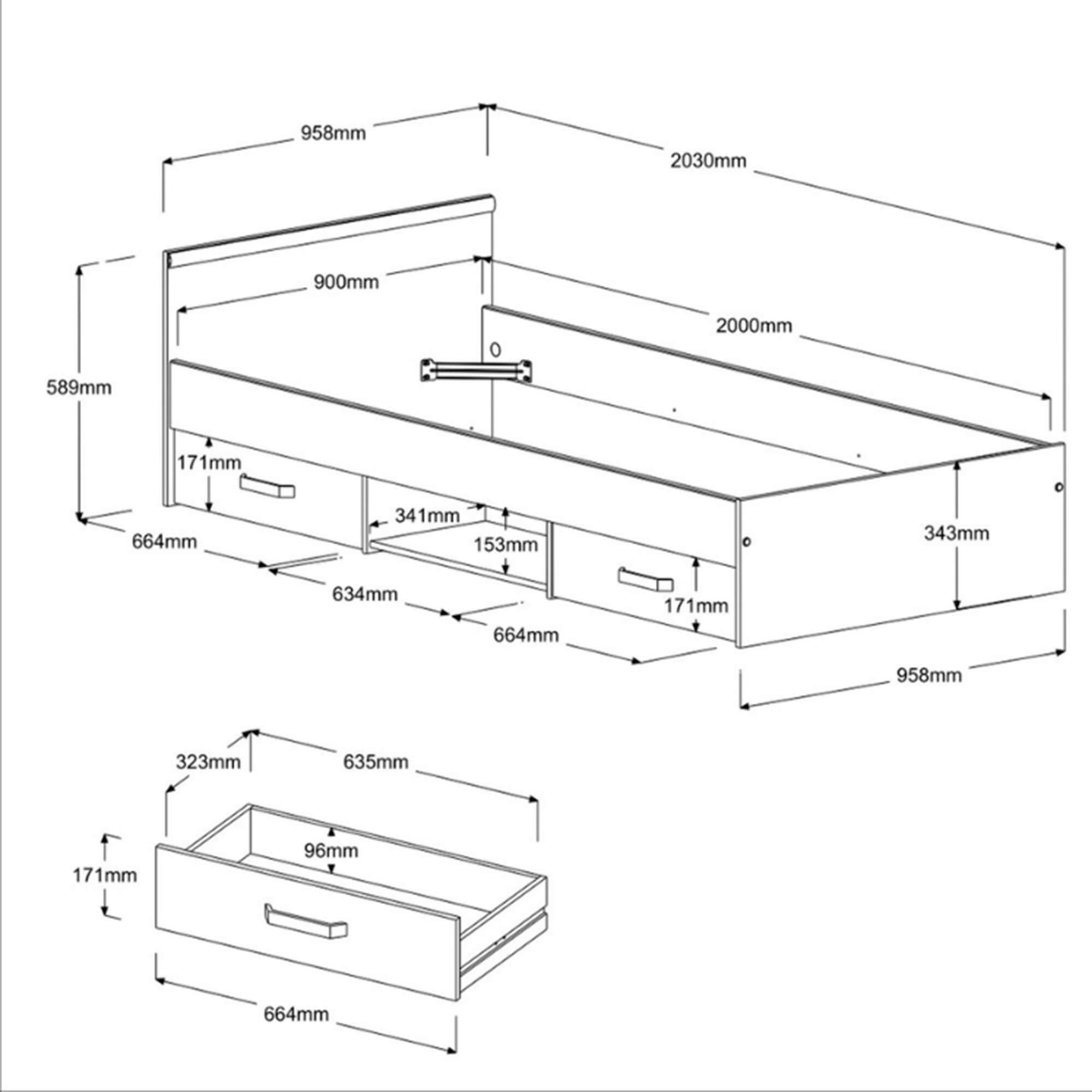 Cama-de-solteiro-ROMEO-com-gavetas-90-x-200-cm---Branco