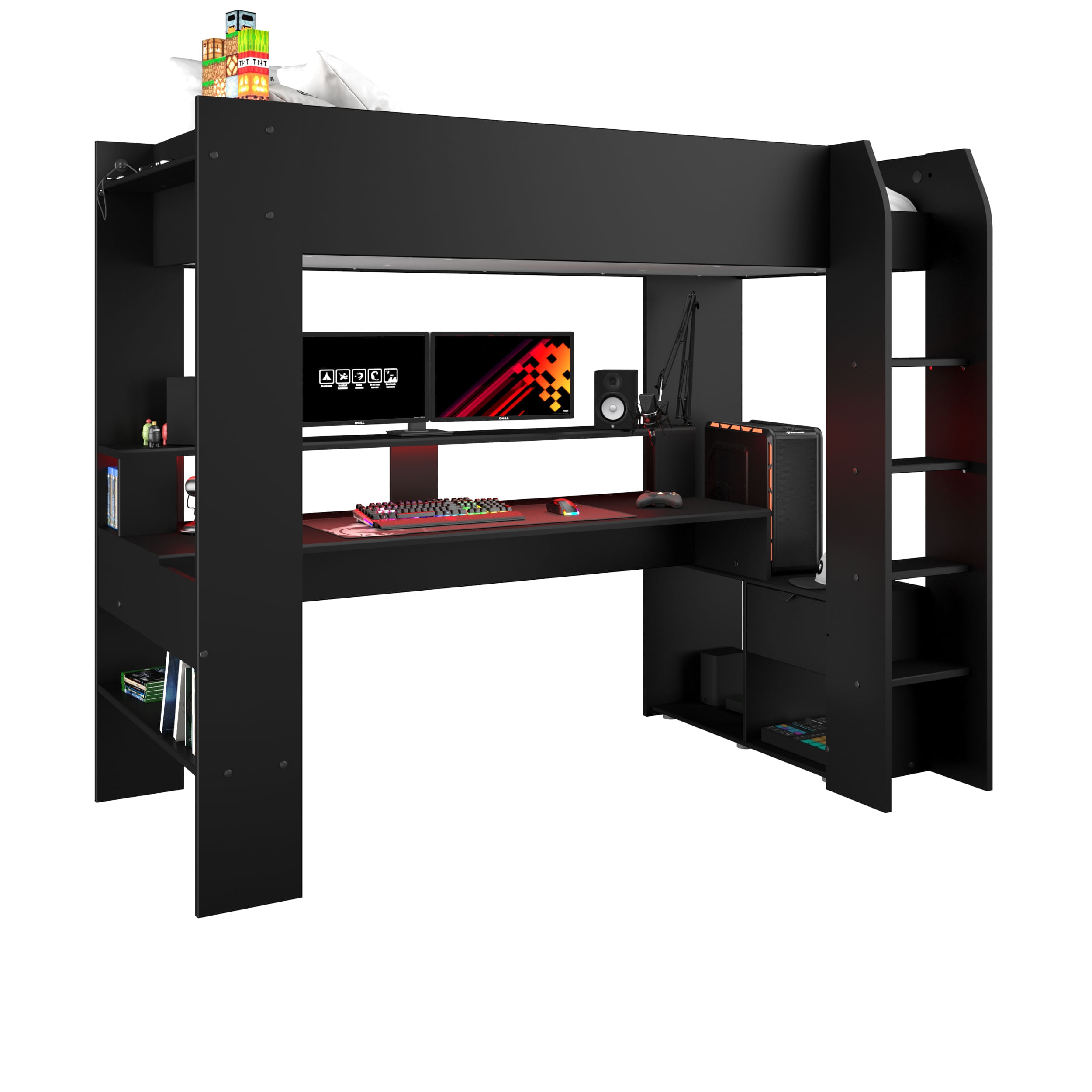 Cama-alta-gamer-ONLINE-com-LED-90-x-200-cm---Preto