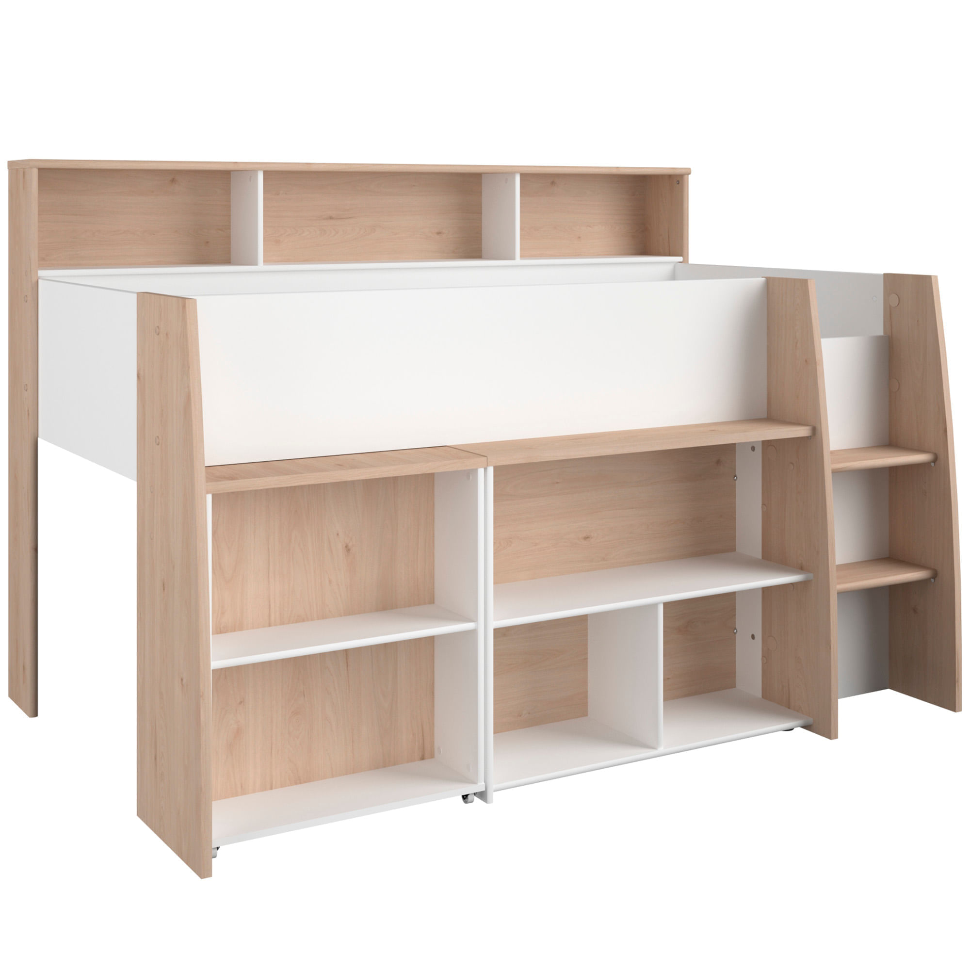 Cama-alta-LUCAS-com-secretaria-extensivel-90-x-200-cm---Carvalho-e-Branco