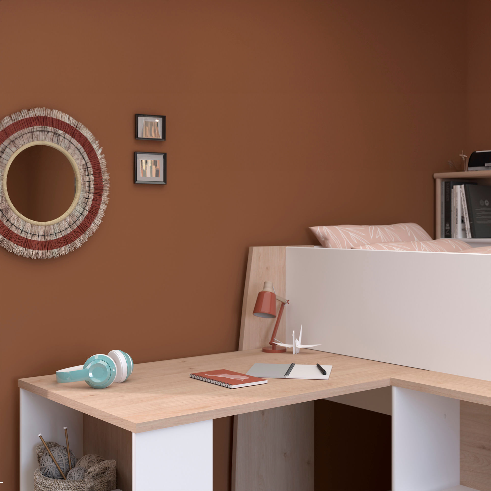 Cama-alta-LUCAS-com-secretaria-extensivel-90-x-200-cm---Carvalho-e-Branco