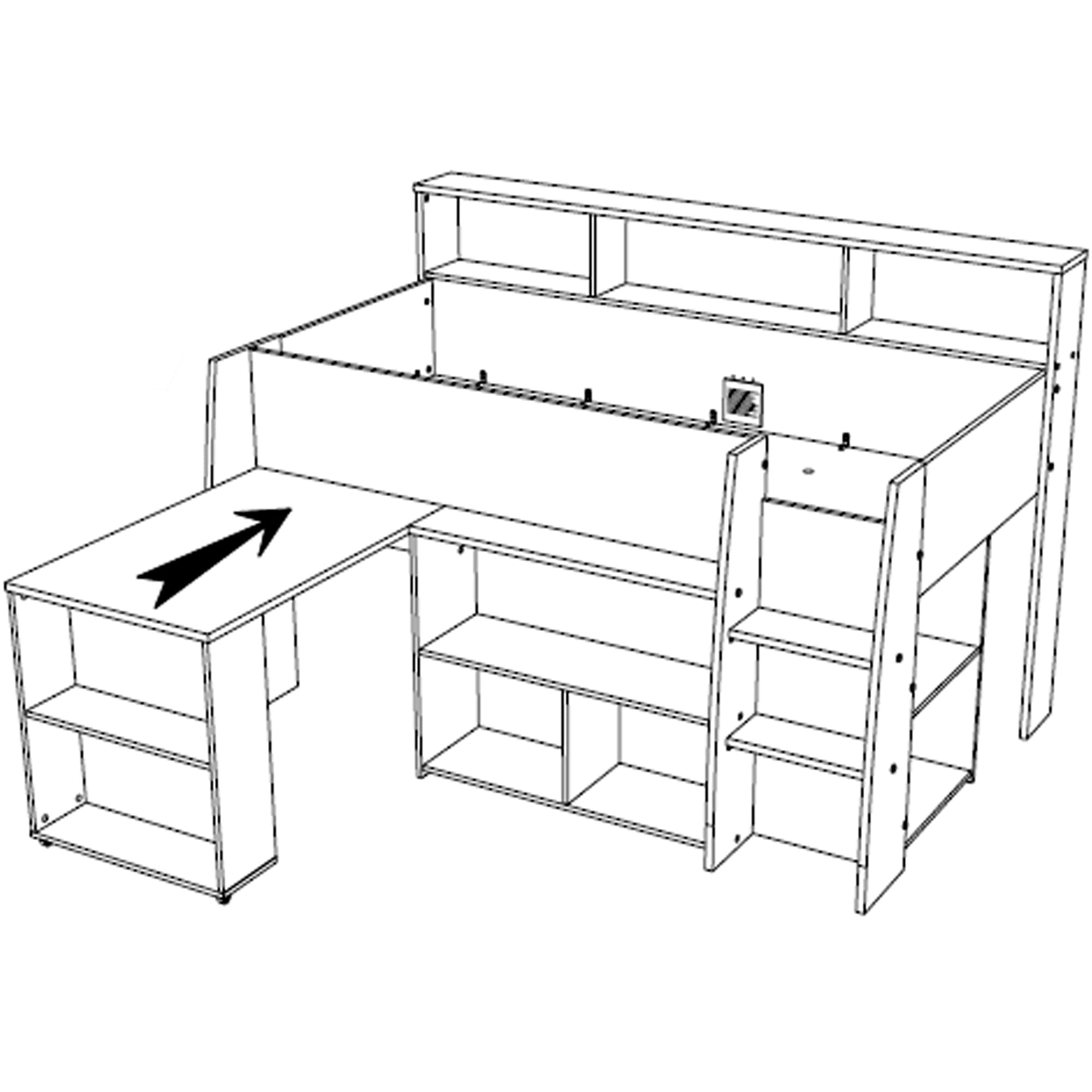 Cama-alta-LUCAS-com-secretaria-extensivel-90-x-200-cm---Carvalho-e-Branco