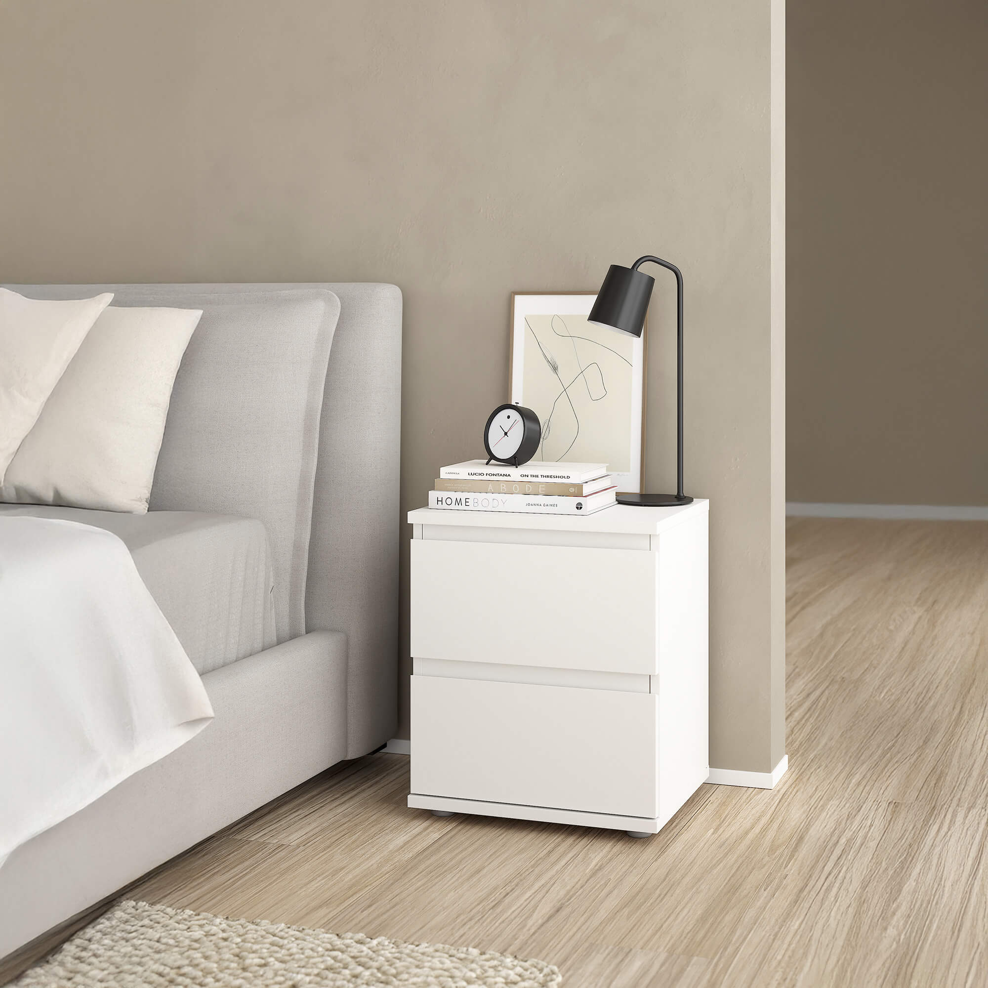 Pack-2-mesas-de-cabeceira-NEW-MATRIX-II-com-2-gavetas-Branco-Mate