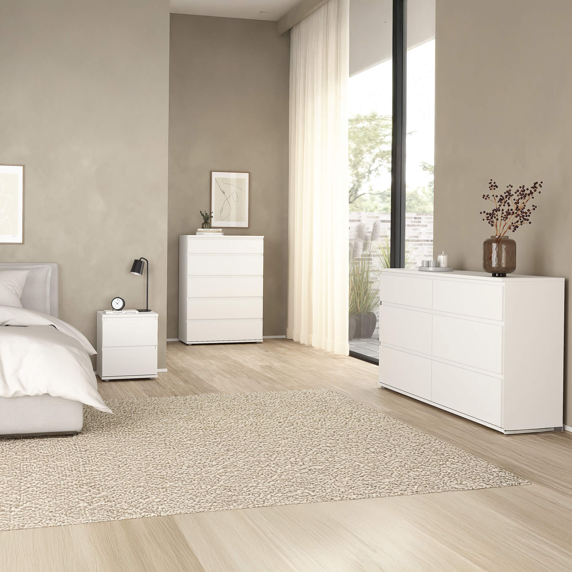 Pack-2-mesas-de-cabeceira-NEW-MATRIX-II-com-2-gavetas-Branco-Mate