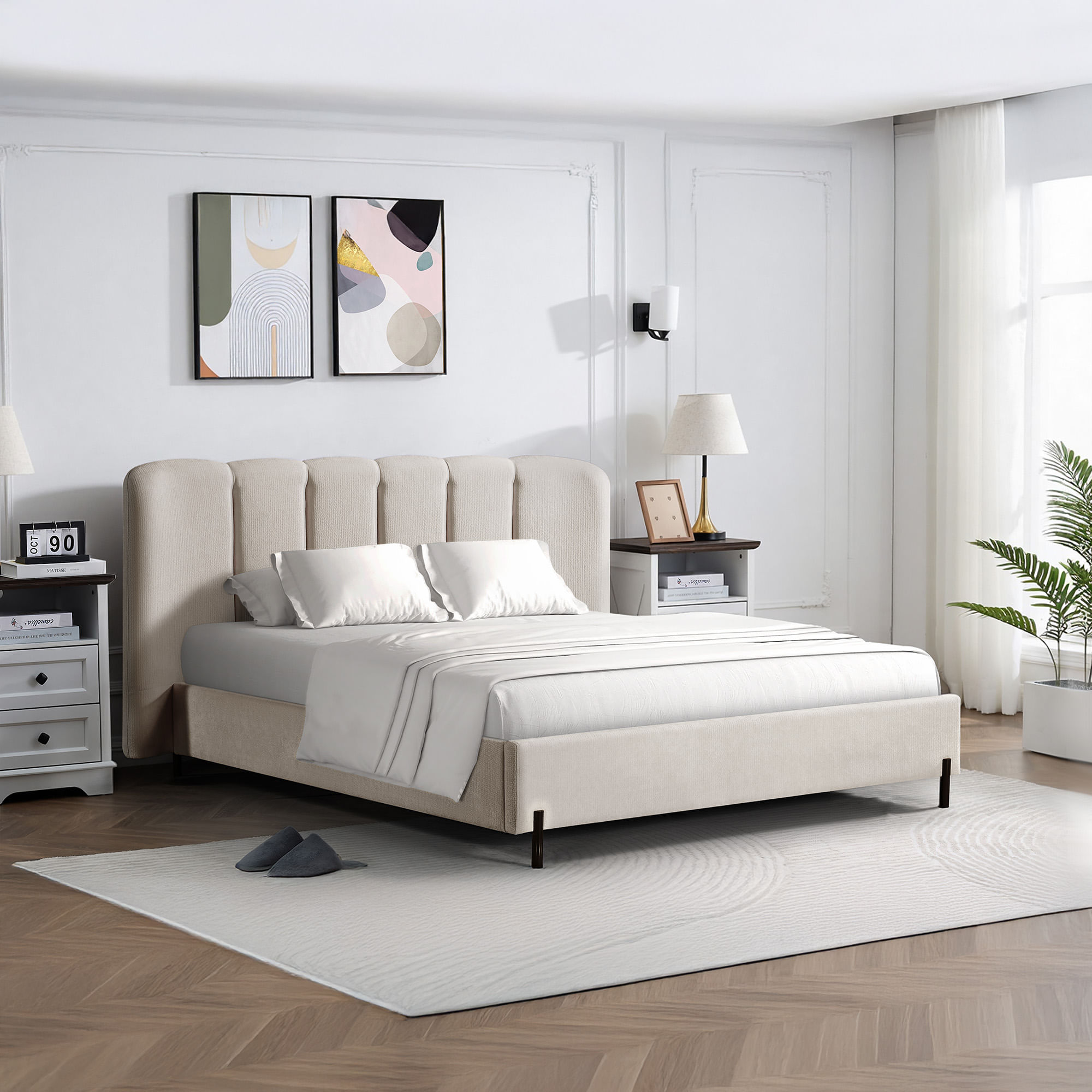 Pack-cama-de-casal-ATLANTA---Colchao-HOMYSLEEP-PALACIO-COOLER-160-x-200-cm---Aveia