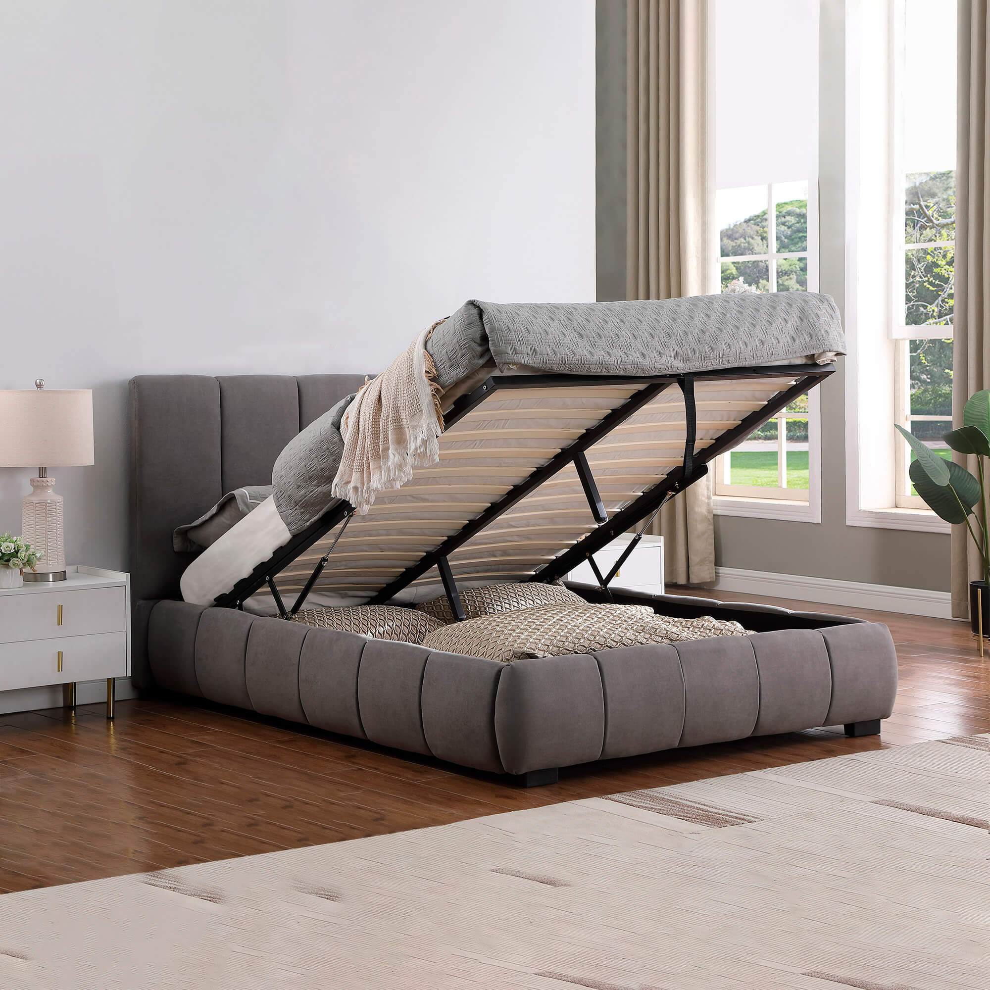 Pack-cama-de-casal-ALBERTO-II---colchao-SPRING-ROLLER---Cinzento