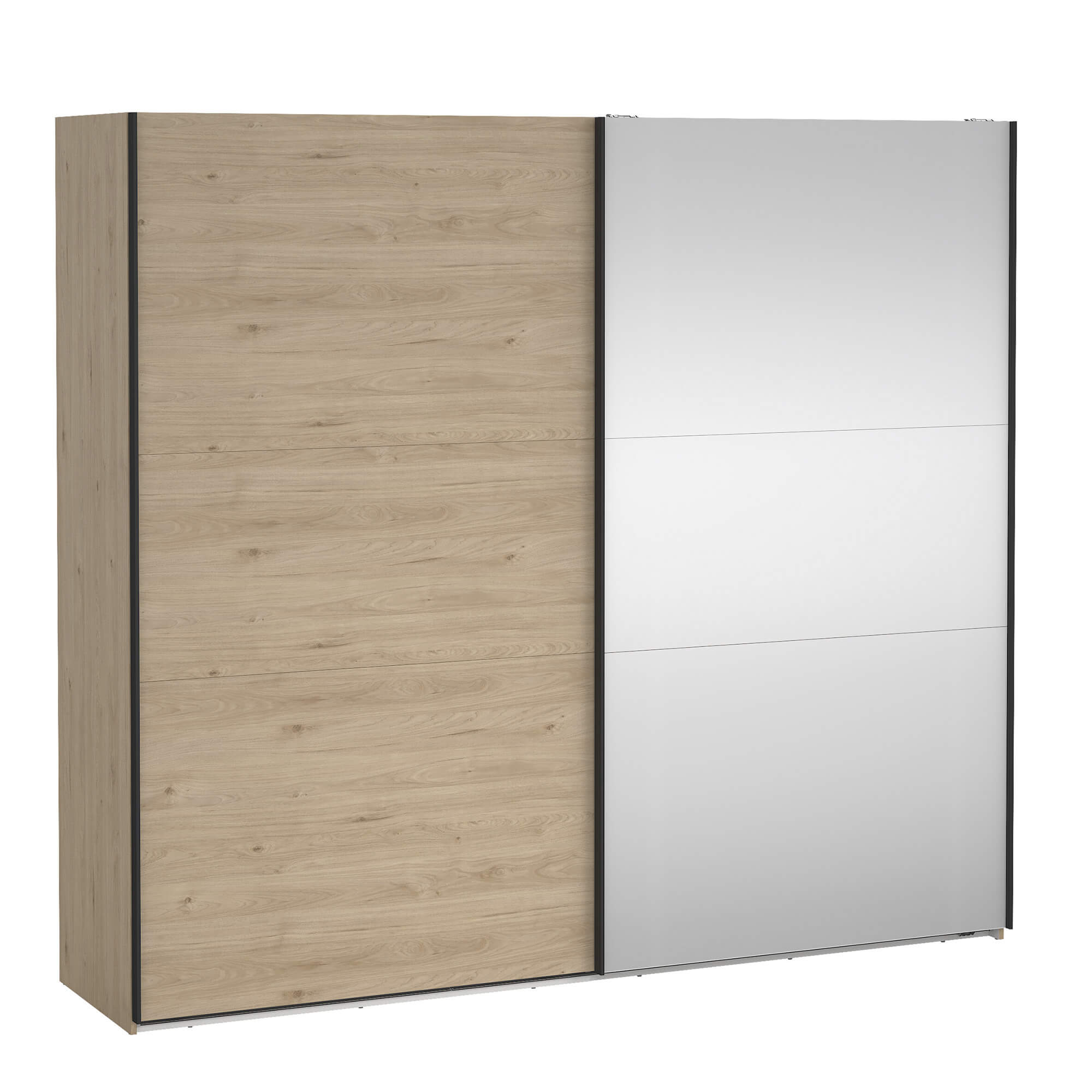 Roupeiro-COMO-com-espelho-e-portas-deslizantes-245-cm---Carvalho