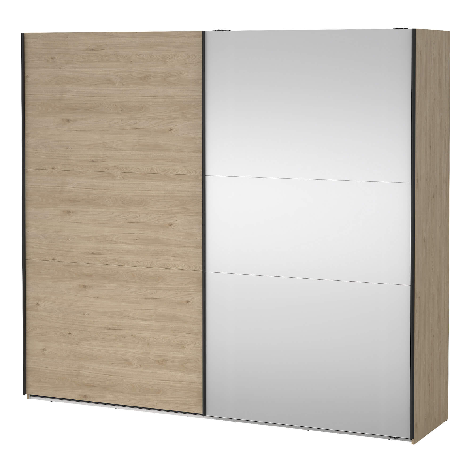 Roupeiro-COMO-com-espelho-e-portas-deslizantes-245-cm---Carvalho