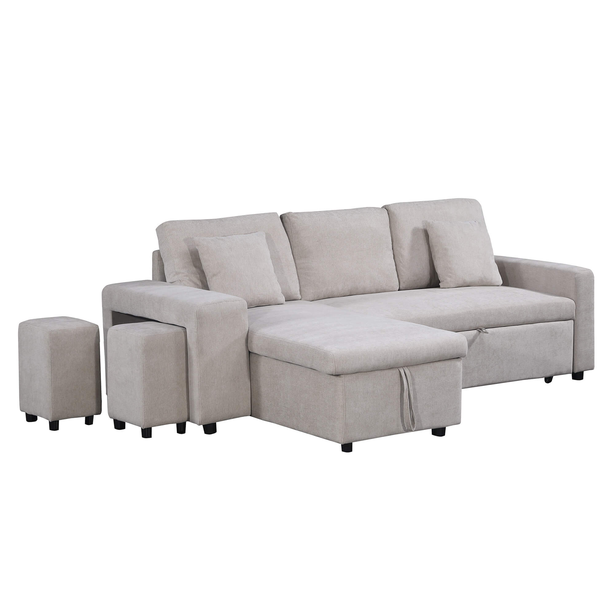 Sofa-chaise-lounge-reversivel-TOPAZIO-com-cama-bau-e-puffs-Bege-Areia