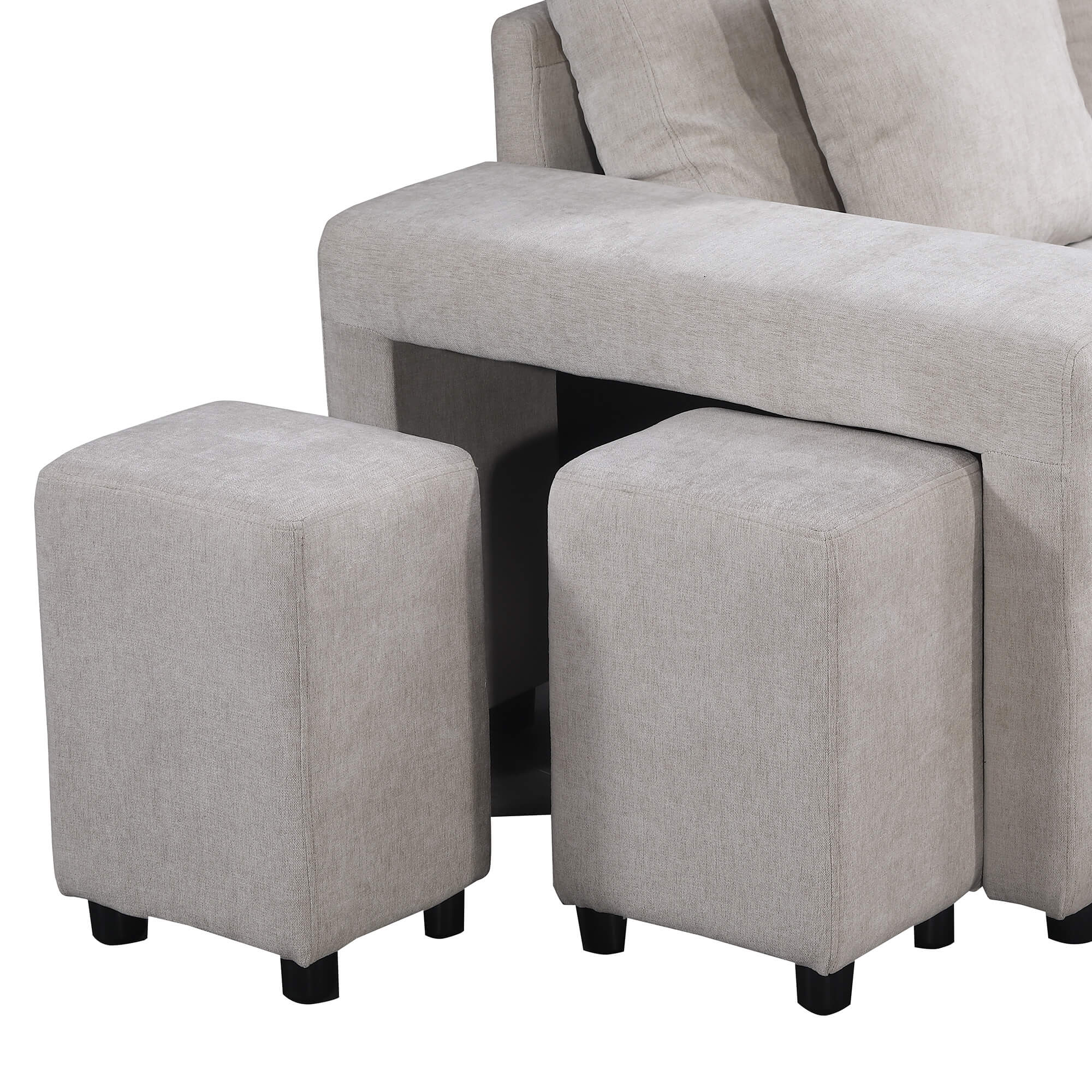 Sofa-chaise-lounge-reversivel-TOPAZIO-com-cama-bau-e-puffs-Bege-Areia